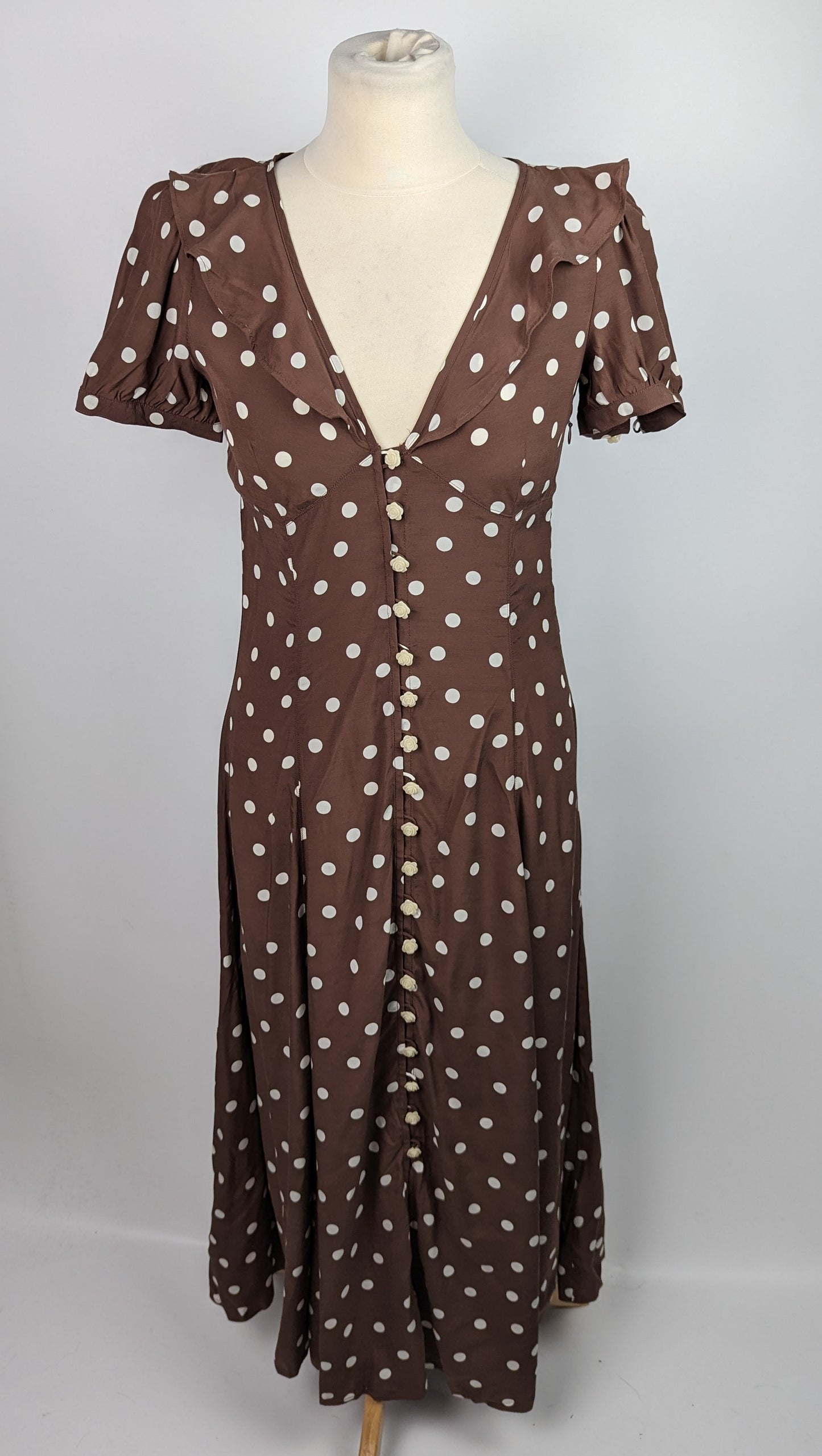 Polo Ralph Lauren Freda Short Sleeve Dress - Brown Polka