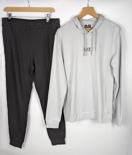 EA7 Emporio Armani Men's Hoodie Tracksuit Set - Black / Grey