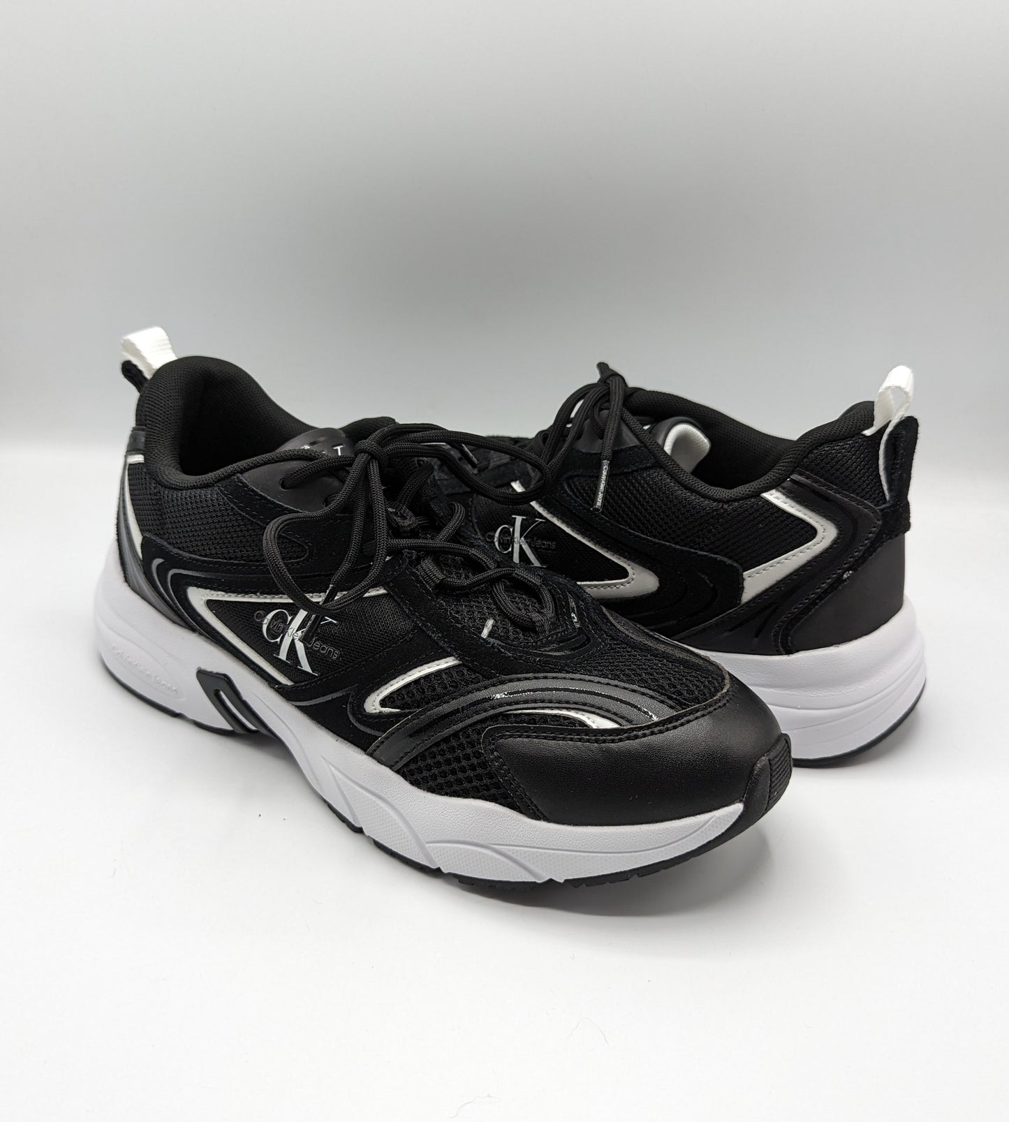 CALVIN KLEIN Retro Tennis Trainers - Black / White