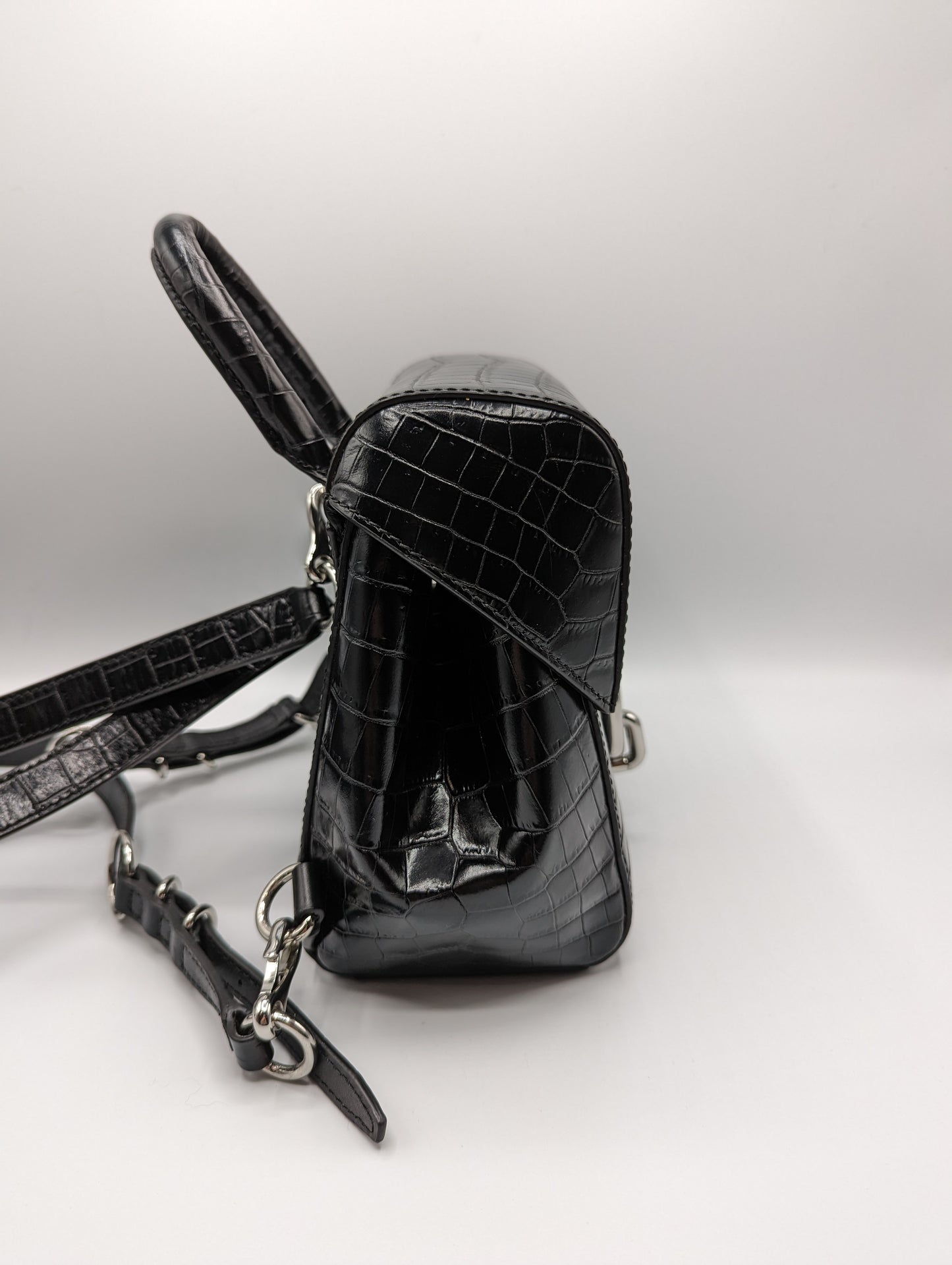 Alexander Wang Hook Mini Croc-Embossed Leather Backpack - Black