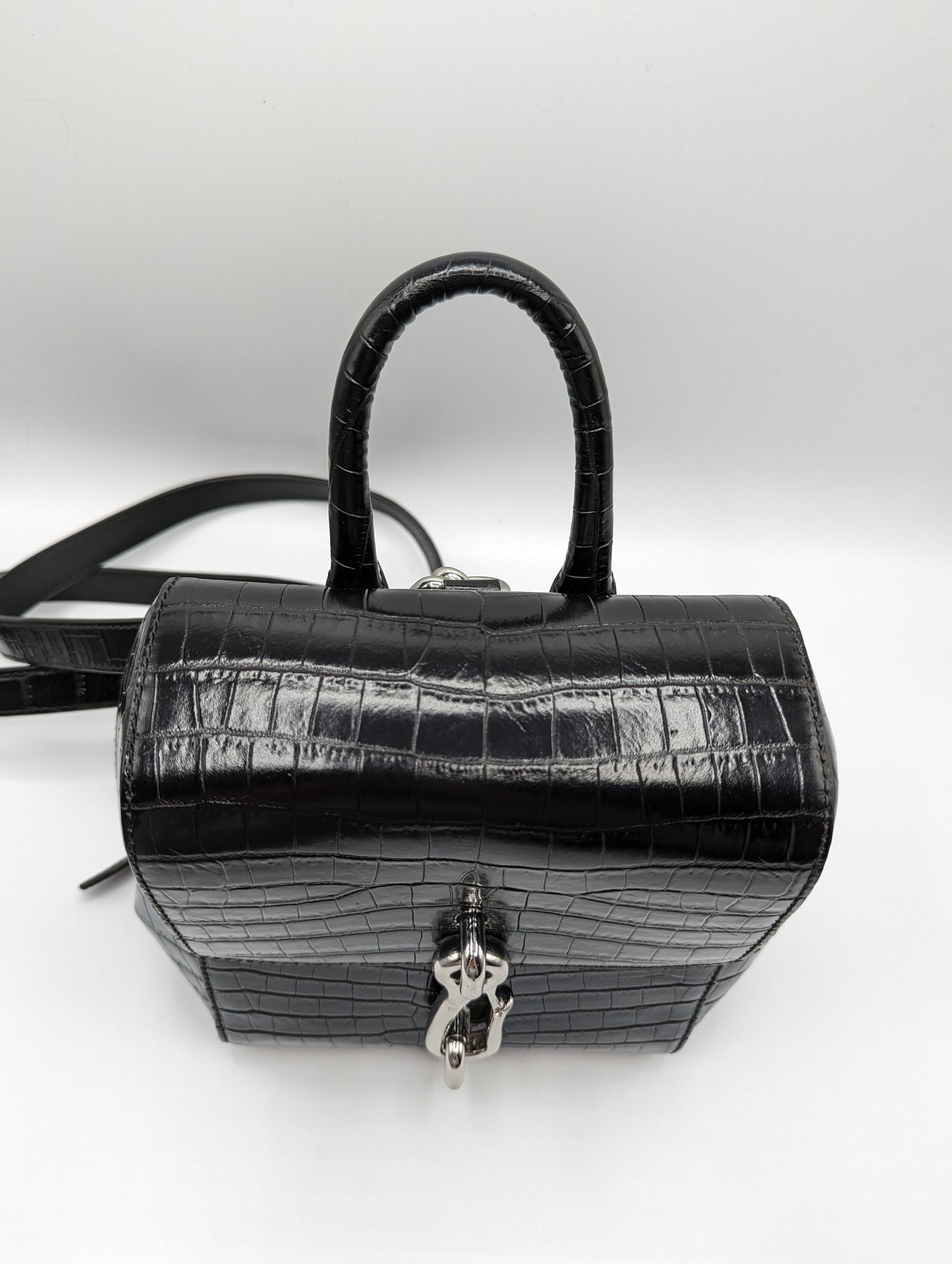 Alexander Wang Hook Mini Croc-Embossed Leather Backpack - Black