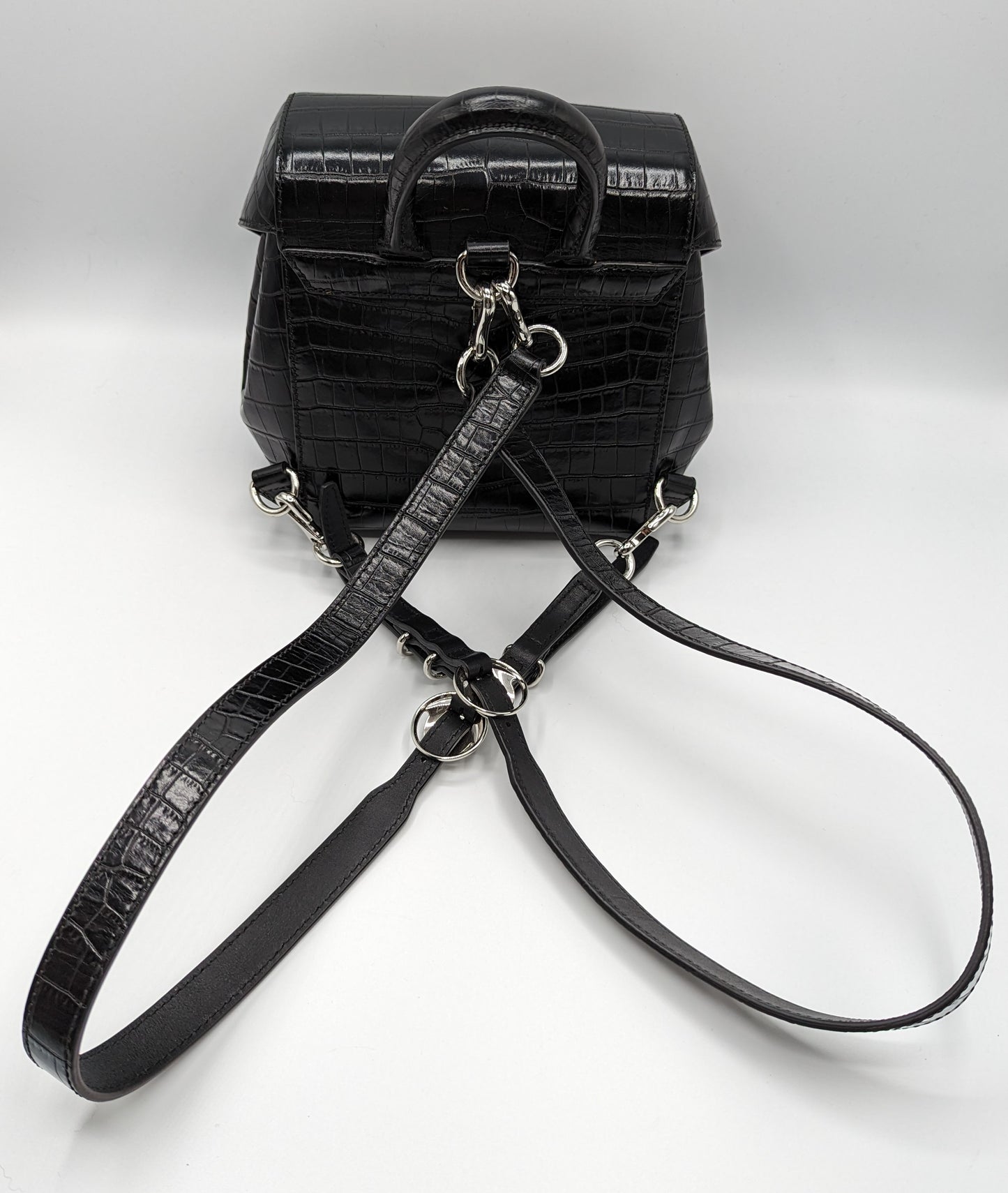 Alexander Wang Hook Mini Croc-Embossed Leather Backpack - Black