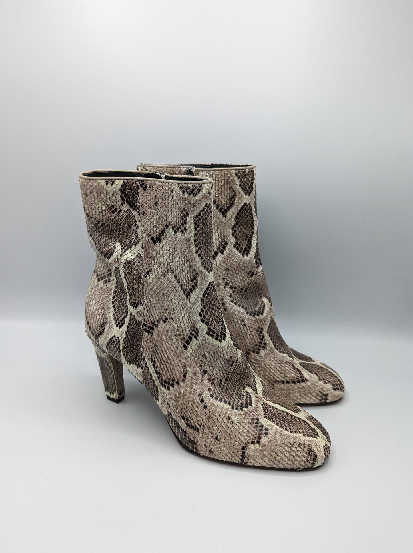 Reiss Sophia Boots Snake print Ankle Boots With Heel - Brown - Womens