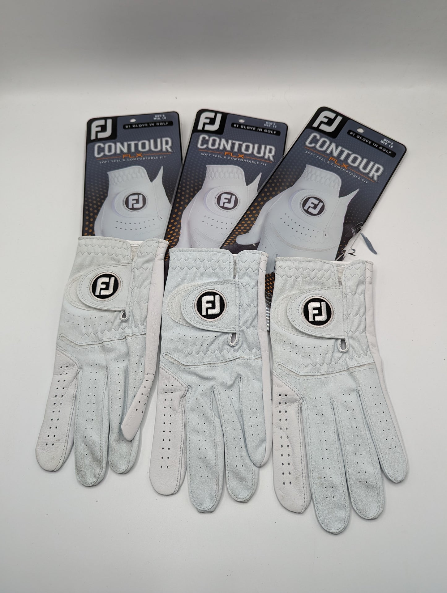 X3 Footjoy Contour FLX  Mens Golf Gloves - White/Black