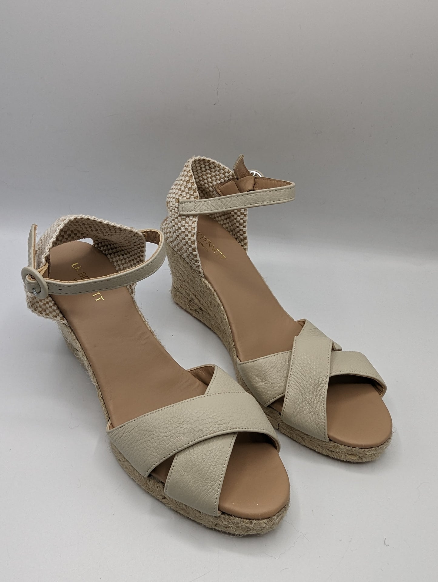 LK BENNETT Angele woven leather wedges Womens - Beige