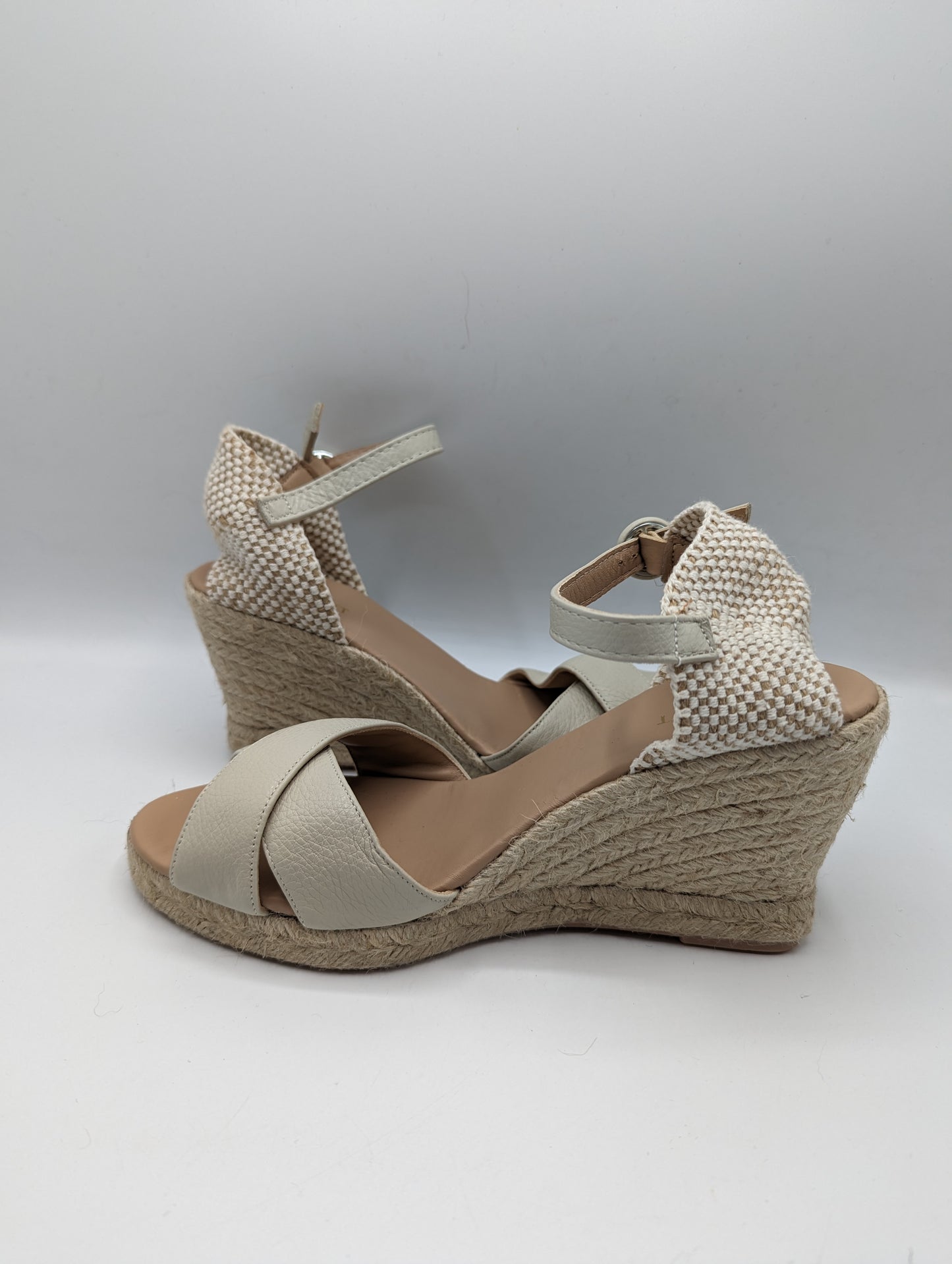 LK BENNETT Angele woven leather wedges Womens - Beige