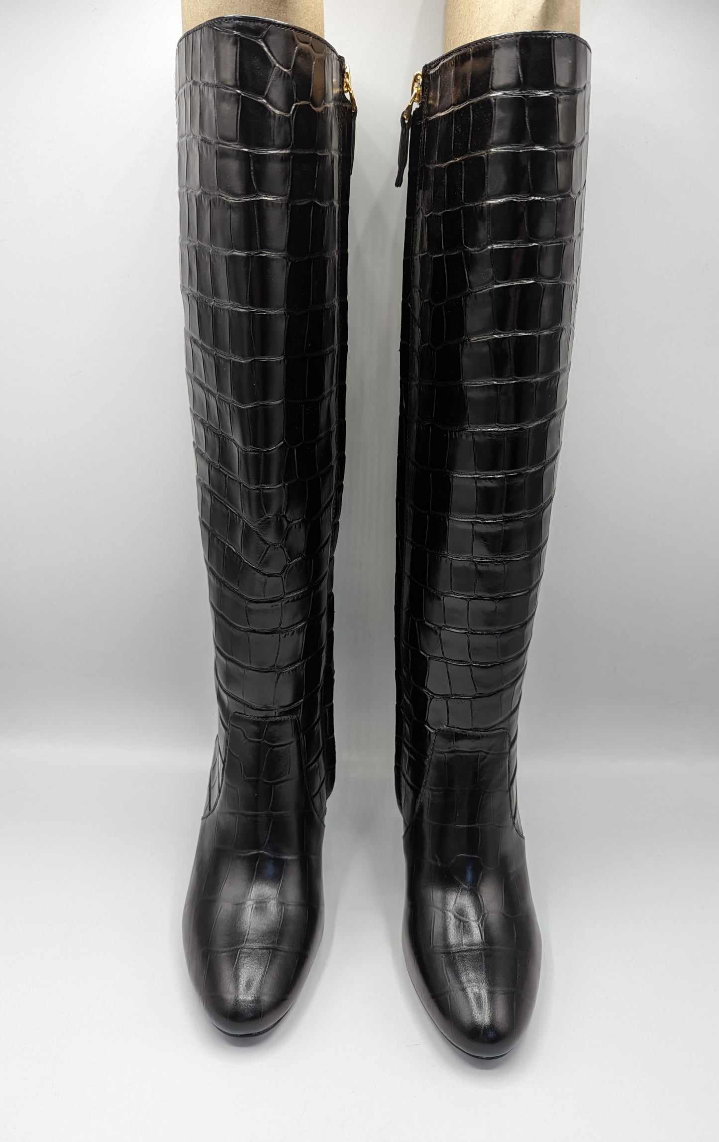 Lauren Ralph Lauren Caelynn Womens Knee High Boots- Black Croc Print