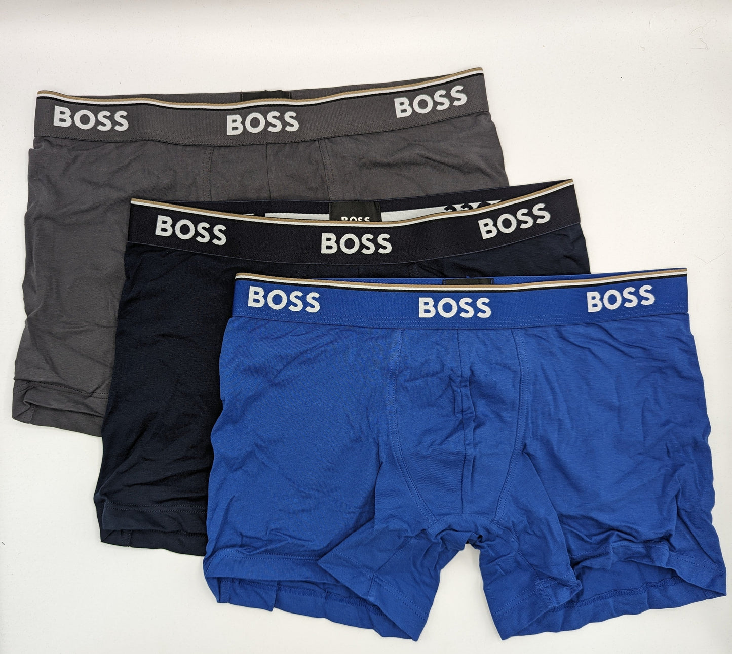 HUGO BOSS 3 Pack Boxer Shorts - Blue/Grey