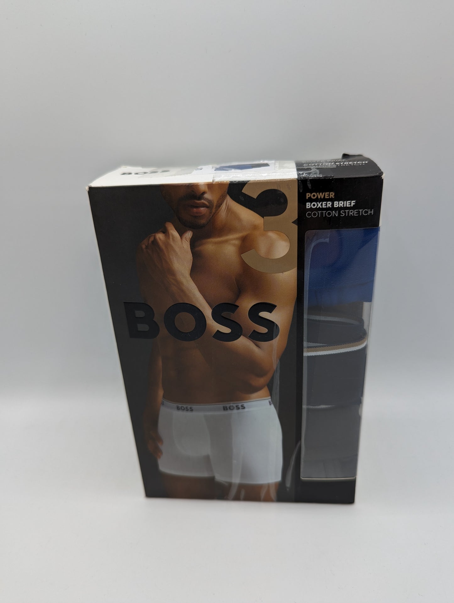 HUGO BOSS 3 Pack Boxer Shorts - Blue/Grey