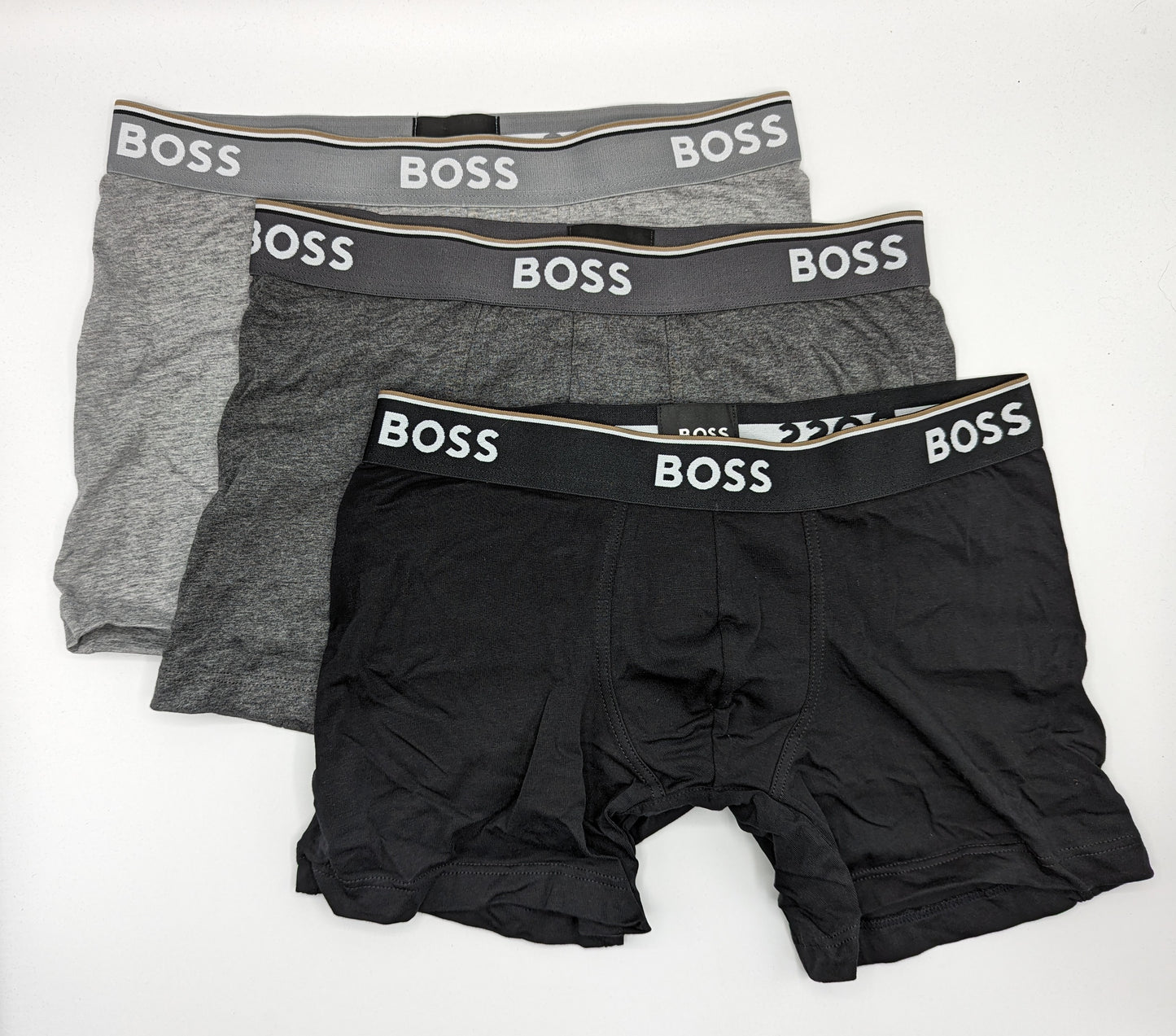 HUGO BOSS 3 Pack Boxer Shorts - Grey/Black