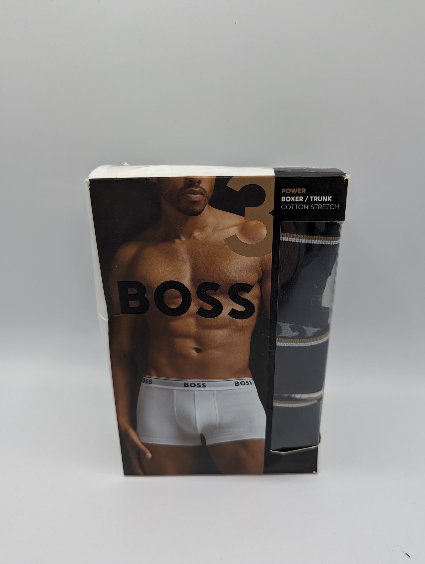 BOSS 3 Pack Power Boxer Shorts - Black/Brown Striped