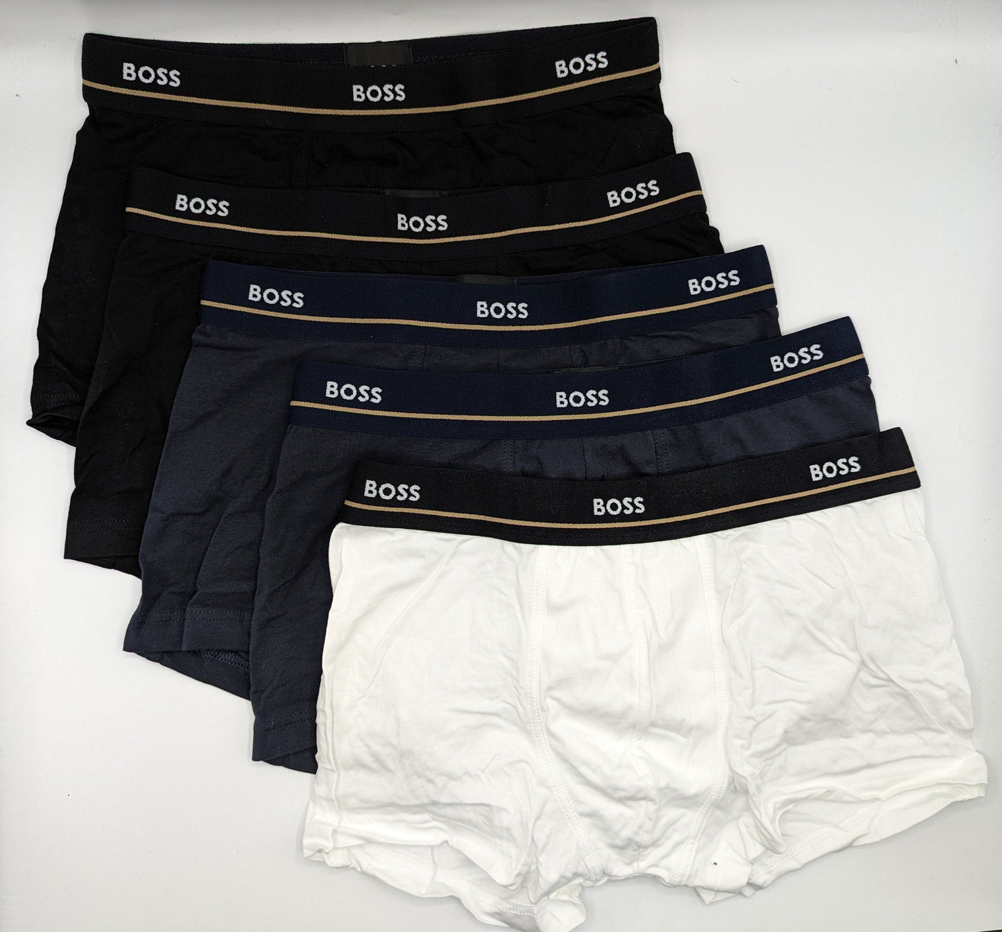 HUGO BOSS 5 Pack Essential Boxer Shorts - Black/White/Blue