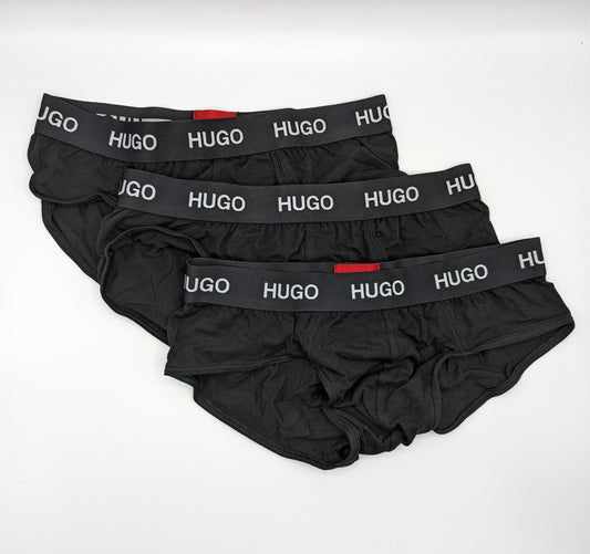 HUGO BOSS Hip Briefs Trunks 3 Pack - Black