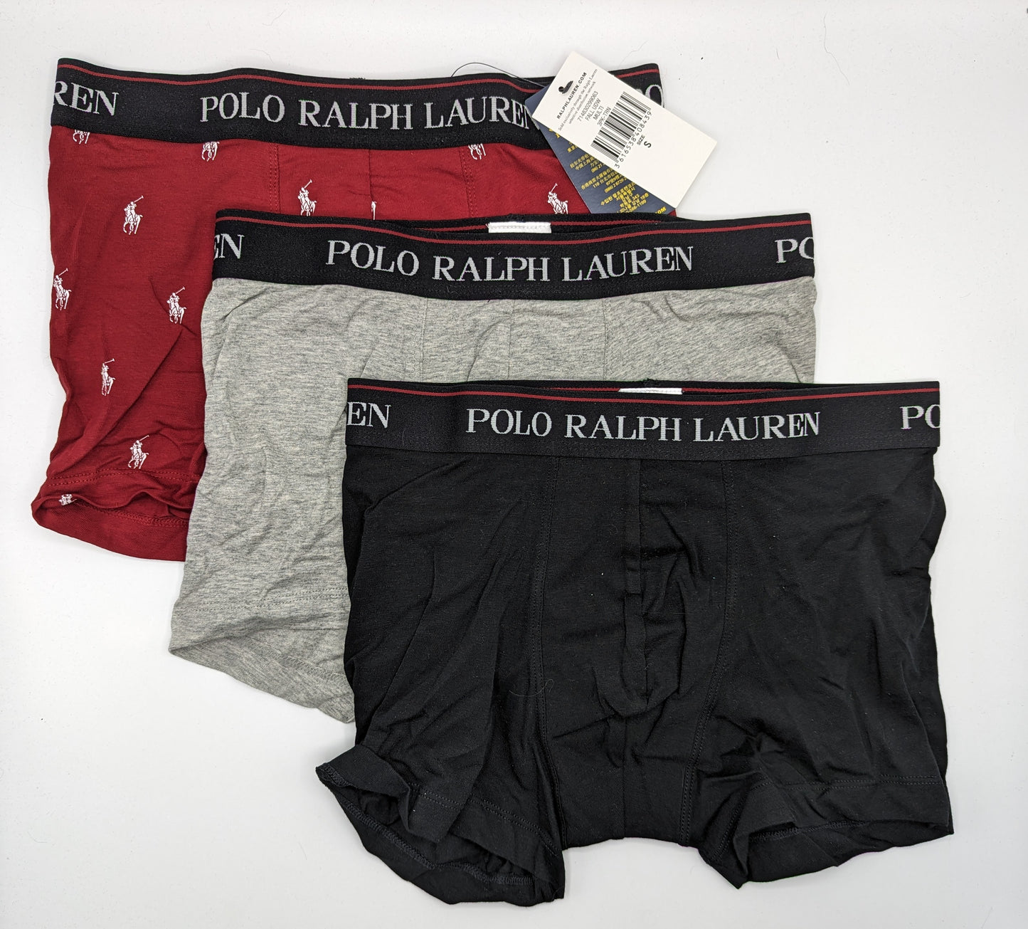 POLO RALPH LAUREN 3 Pack Boxer Trunks - Grey/Red/Black