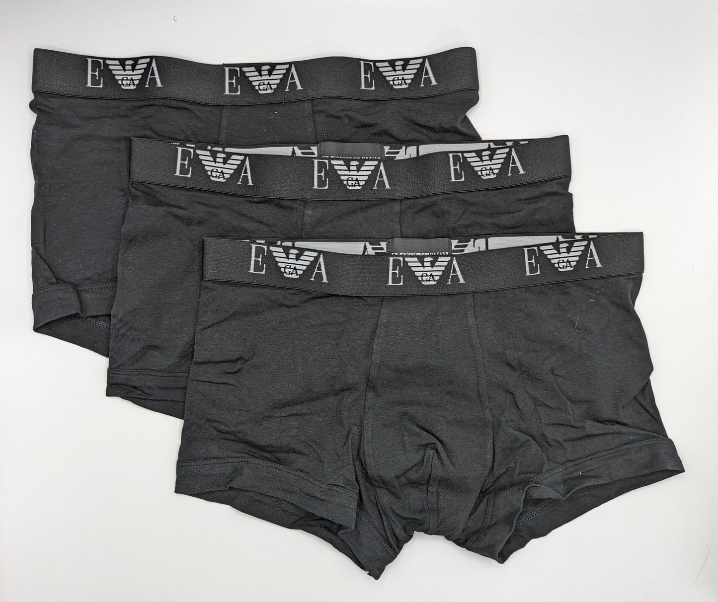 EMPORIO ARMANI Monogram 3 Pack Boxer Shorts - Black