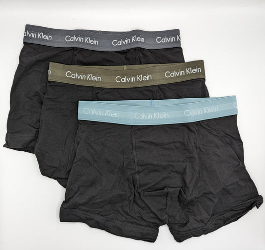 CALVIN KLEIN 3 Pack Cotton Stretch Boxer Trunks - Black