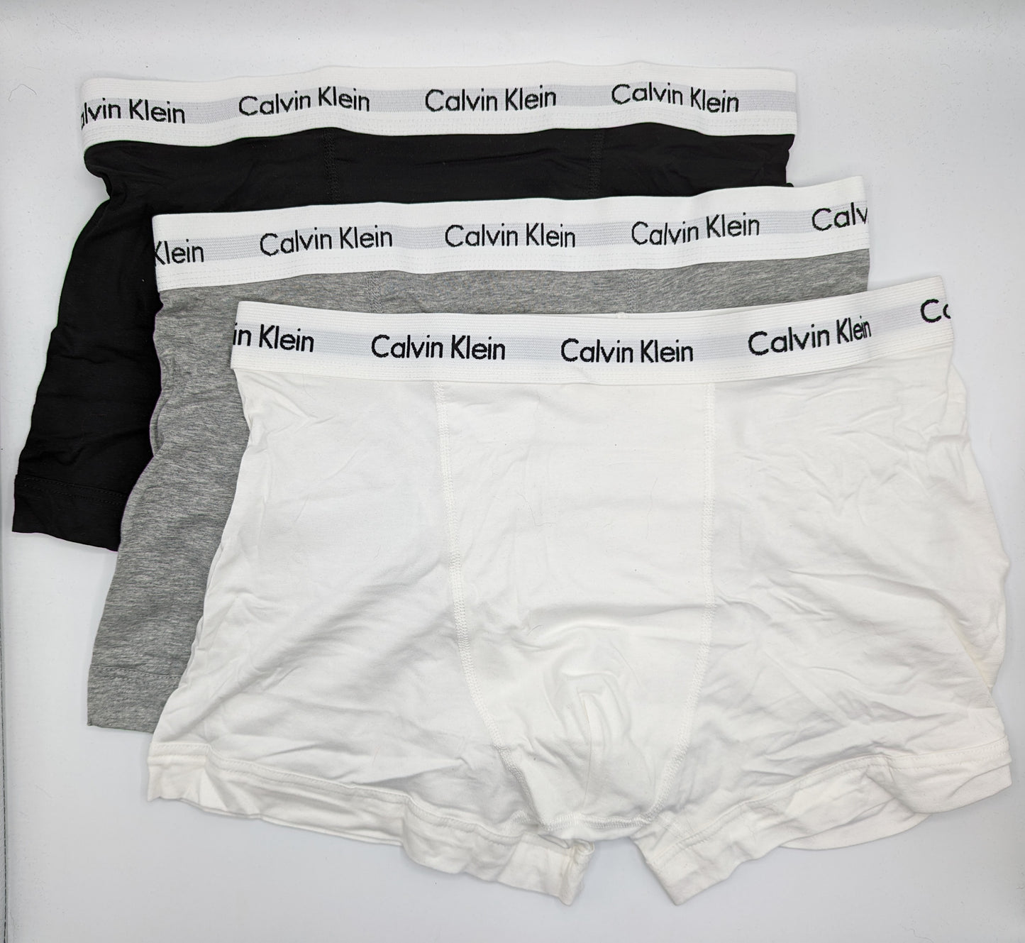 CALVIN KLEIN 3 Pack Cotton Stretch Boxer Trunks - Black/White/Grey