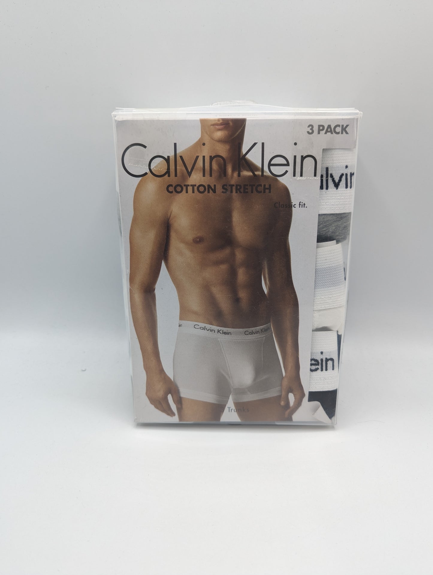 CALVIN KLEIN 3 Pack Cotton Stretch Boxer Trunks - Black/White/Grey