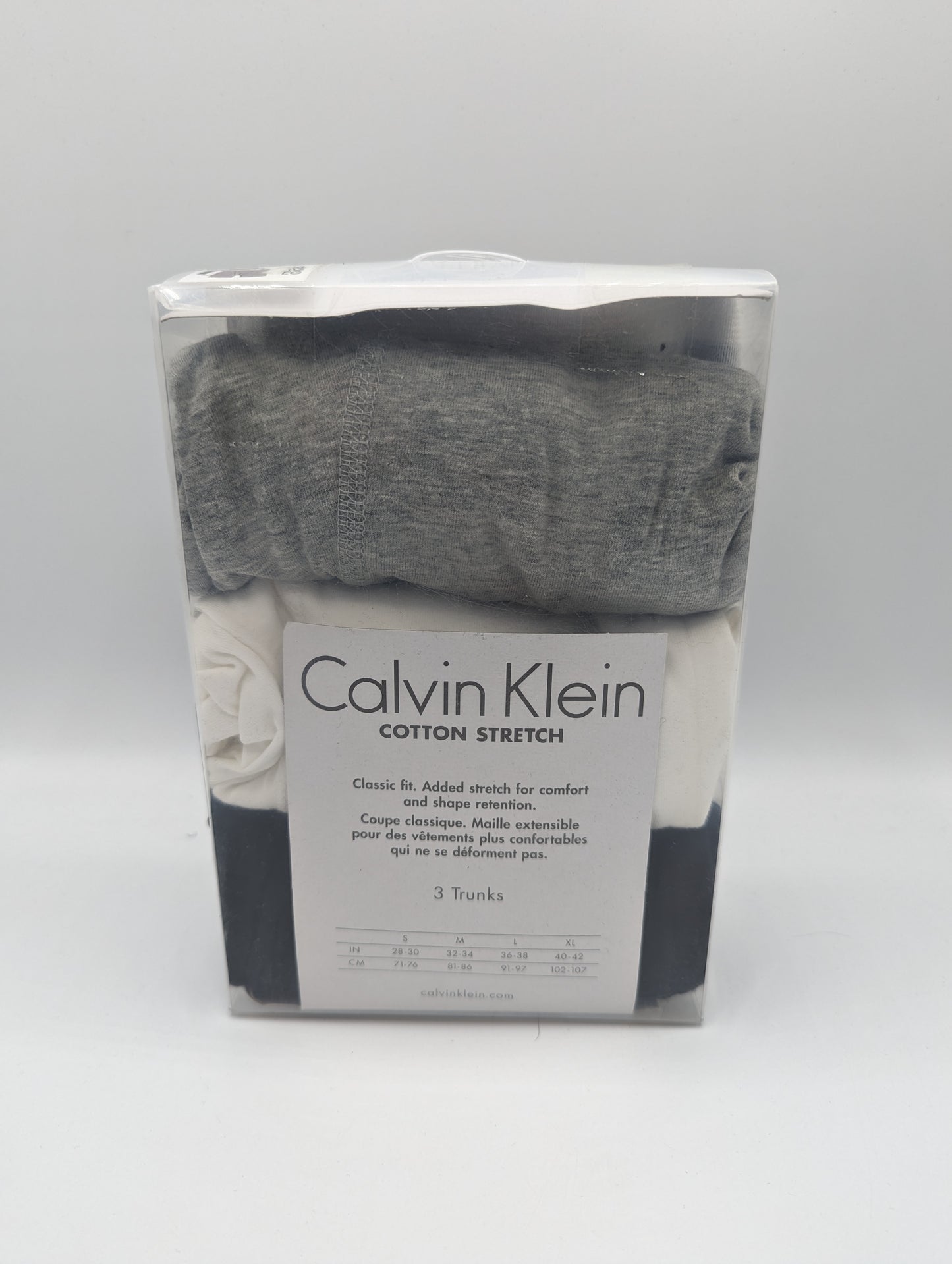 CALVIN KLEIN 3 Pack Cotton Stretch Boxer Trunks - Black/White/Grey