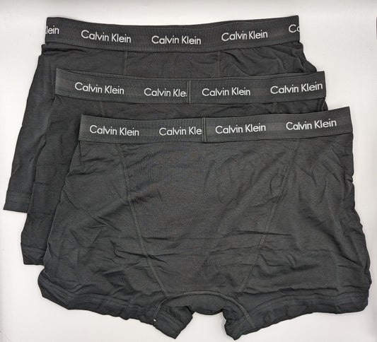 CALVIN KLEIN 3 Pack Cotton Stretch Boxer Trunks - Black