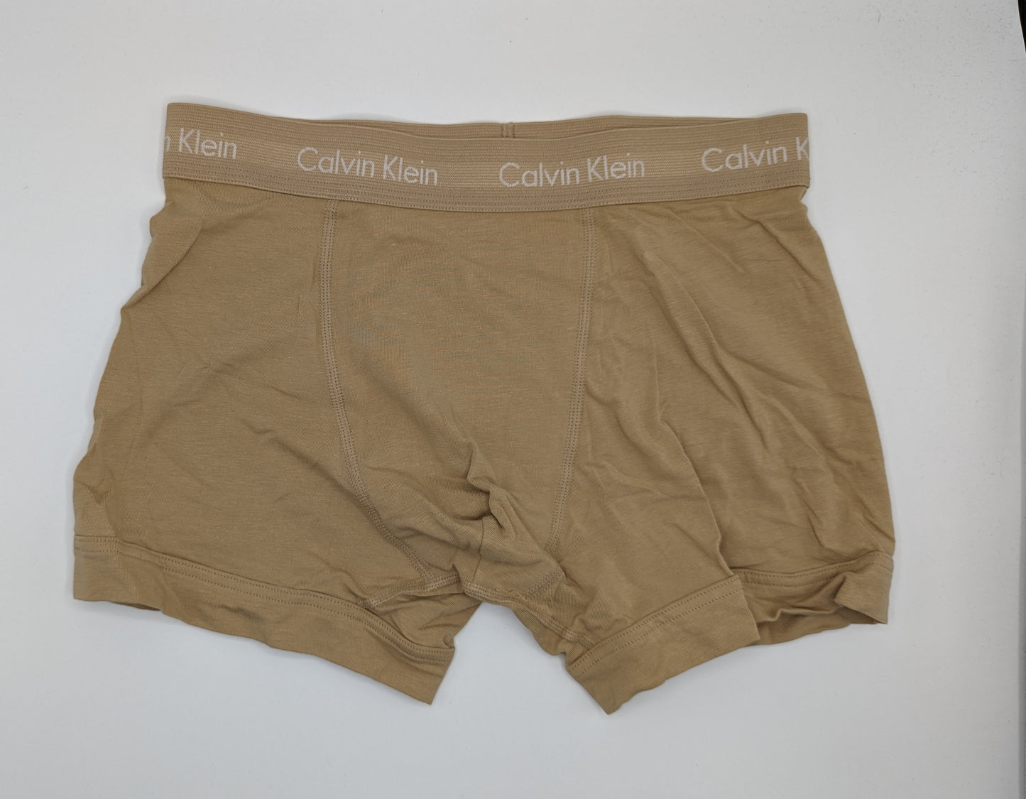 CALVIN KLEIN 3 Pack Cotton Stretch Boxer Trunks - Blue/Beige