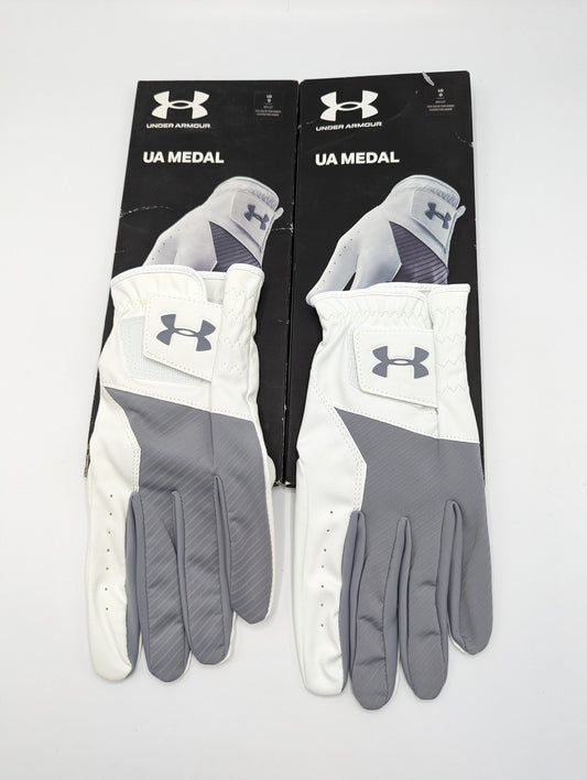 X2  Under Armour Medal Mens Golf Gloves - White/Grey