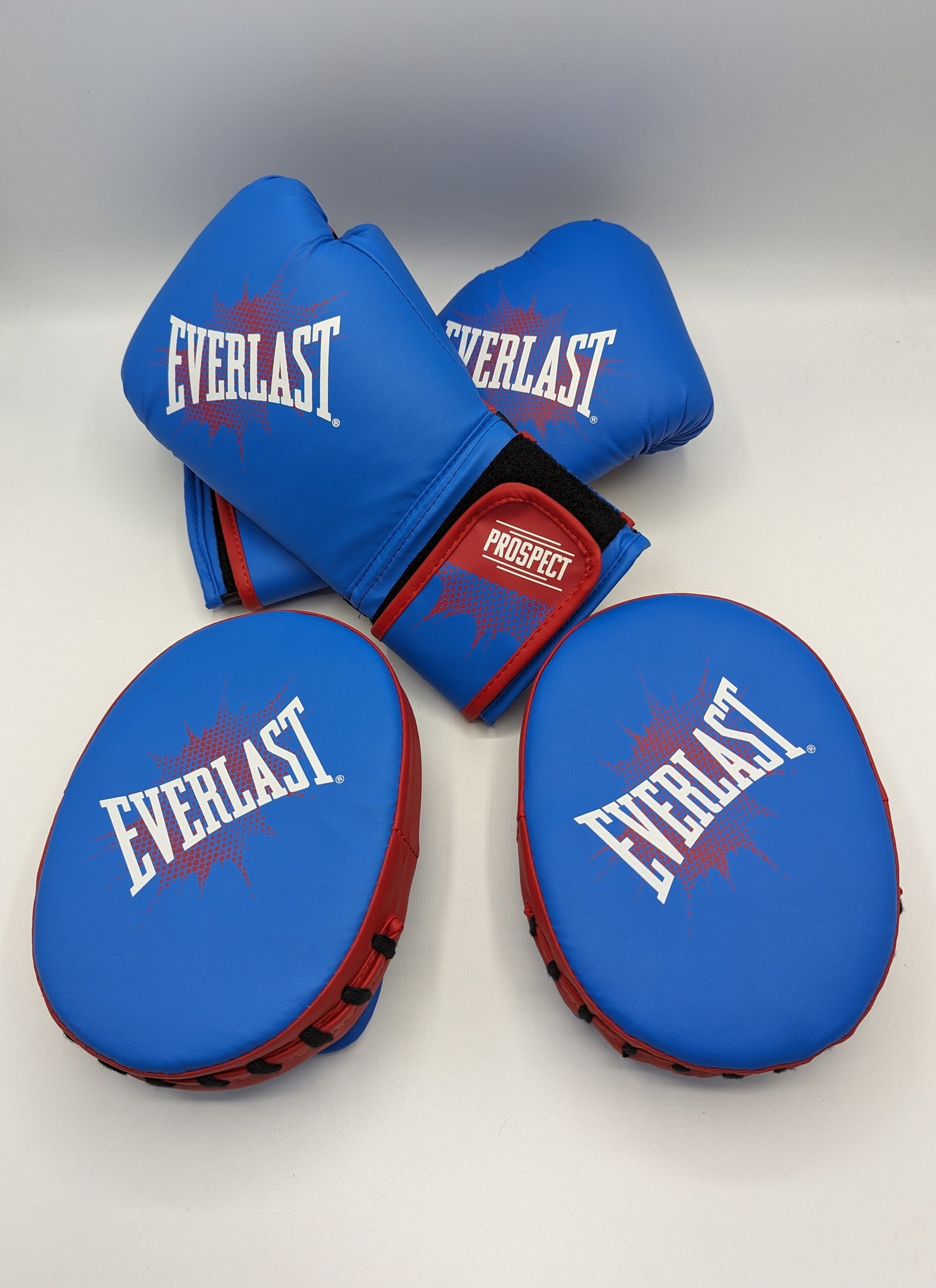 Everlast Pro Juniors Boxing Glove and Pad Set Junior - Blue/Red