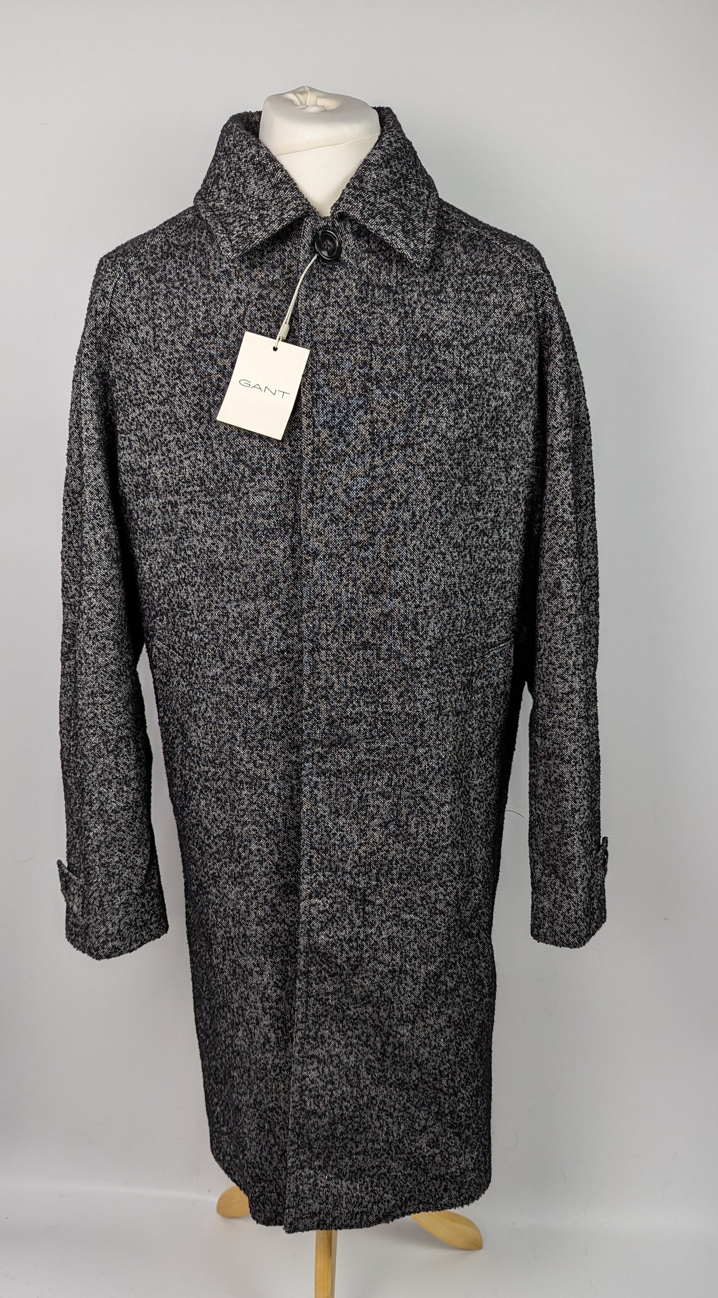 Gant Relaxed Fit Wool Car Coat - Black/White