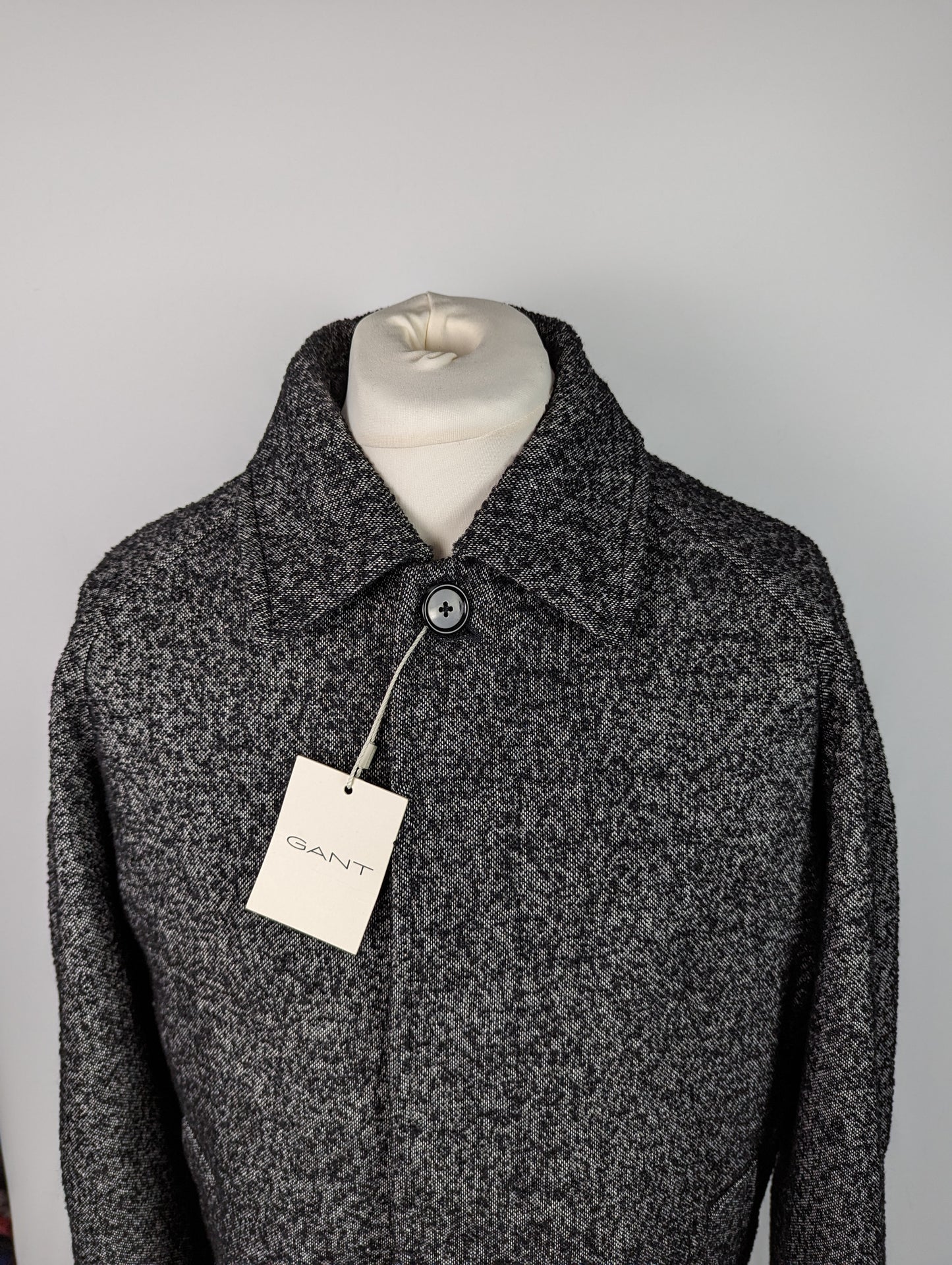 Gant Relaxed Fit Wool Car Coat - Black/White