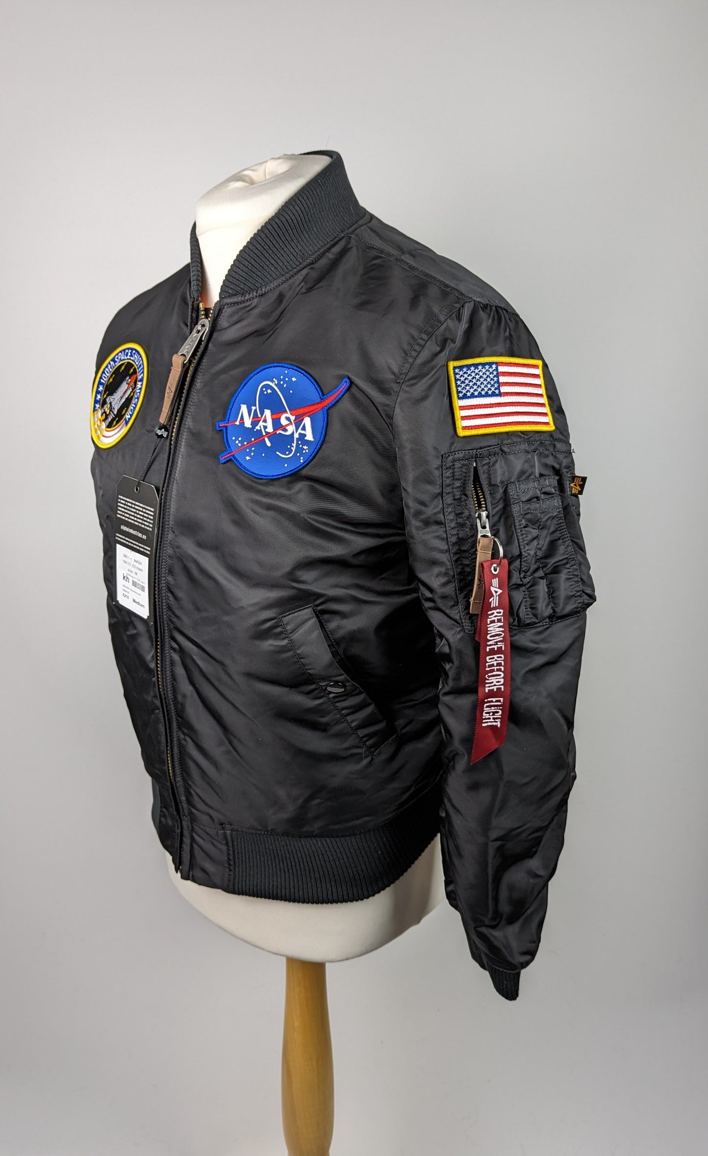 Alpha Industries Mens VF Nasa Bomber Jacket - Black