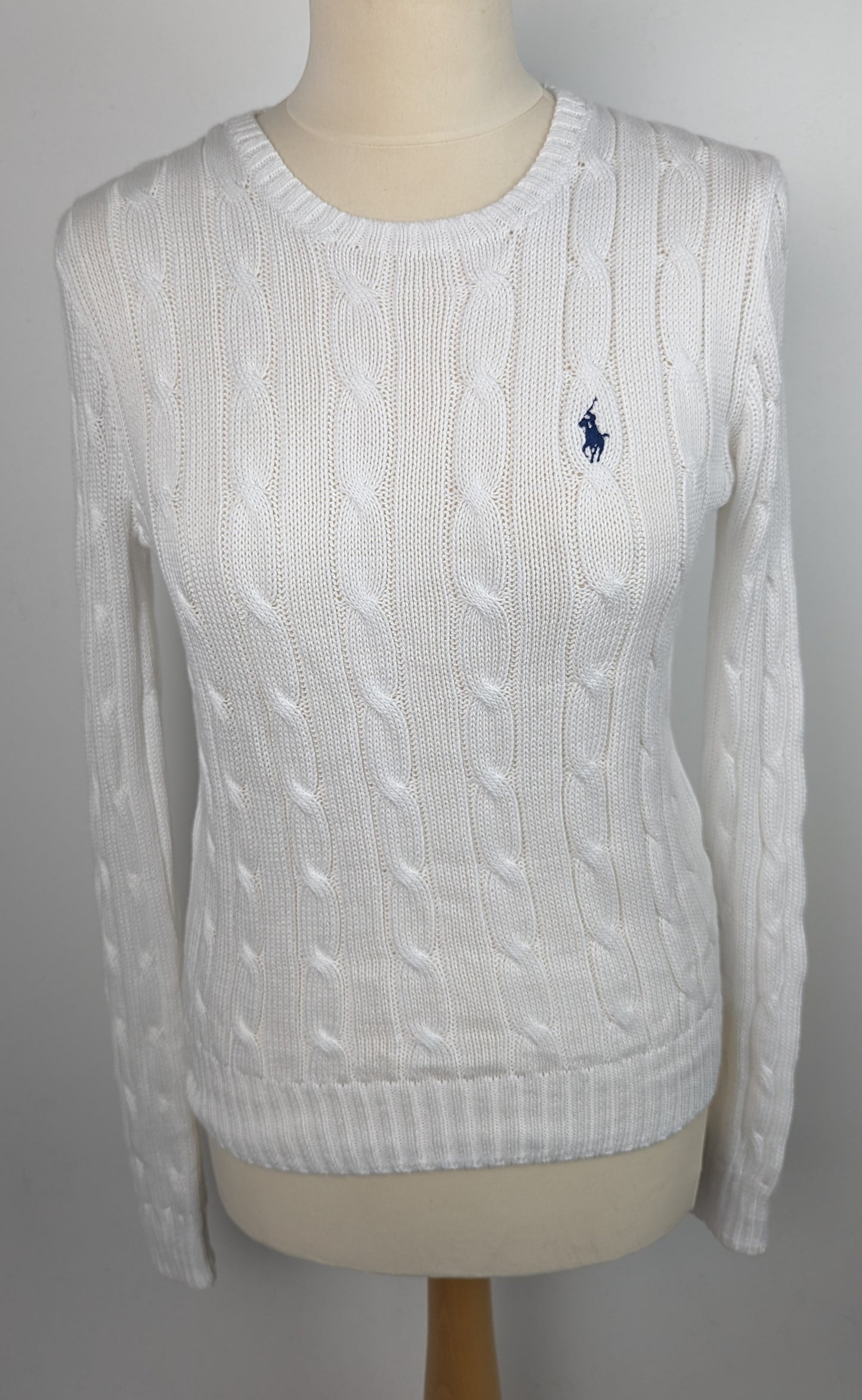 Polo Ralph Lauren Cable Knit Cotton Crewneck Jumper - White