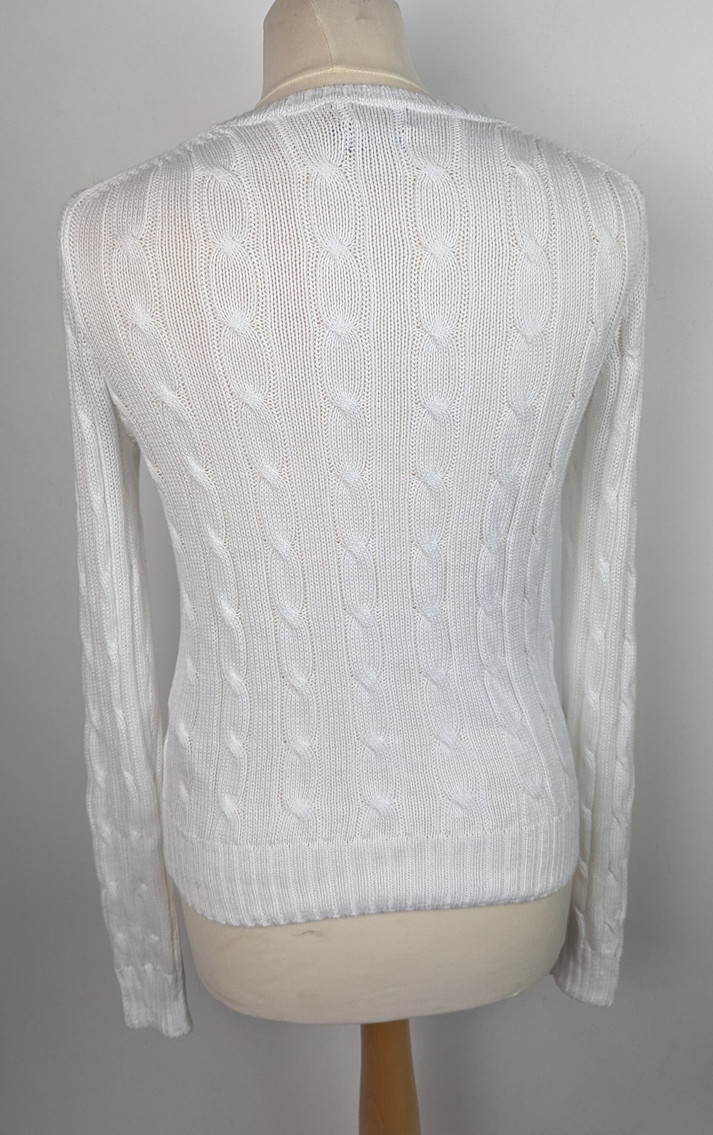 Polo Ralph Lauren Cable Knit Cotton Crewneck Jumper - White