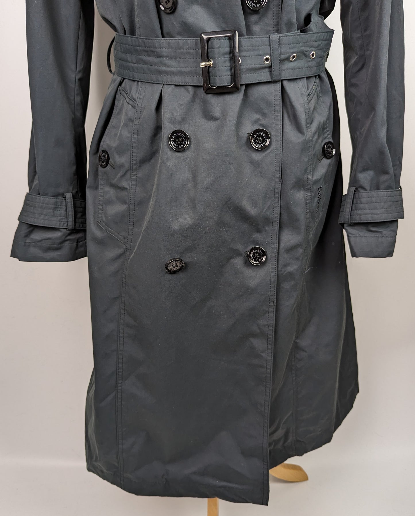 BARBOUR Beal Ladies Showerproof Trench Coat - Navy Blue