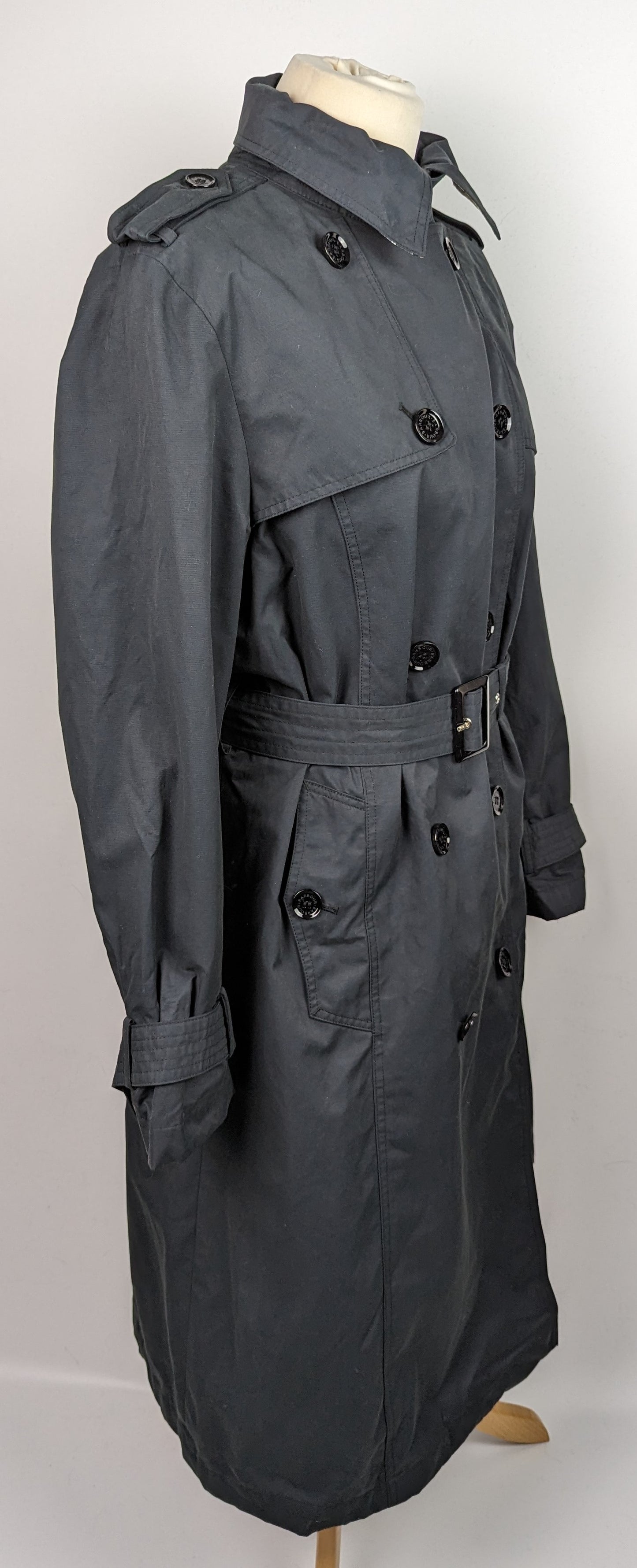 BARBOUR Beal Ladies Showerproof Trench Coat - Navy Blue