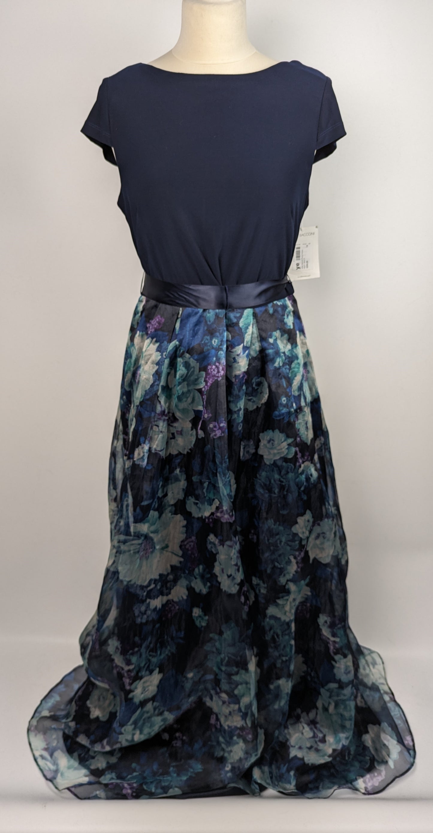 Gina Bacconi Avree Floral Print Maxi Gown - Navy/Blue