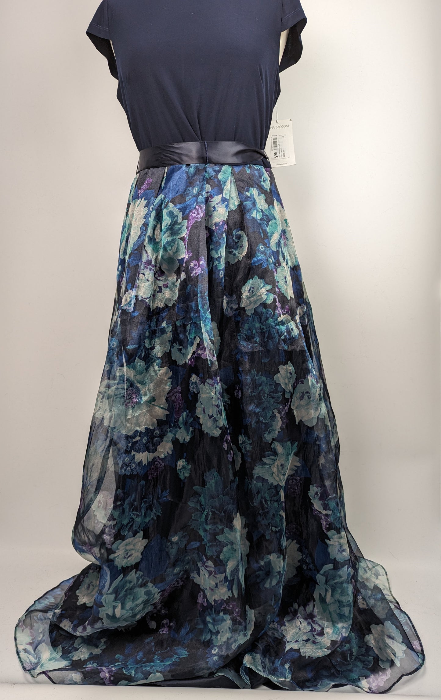 Gina Bacconi Avree Floral Print Maxi Gown - Navy/Blue