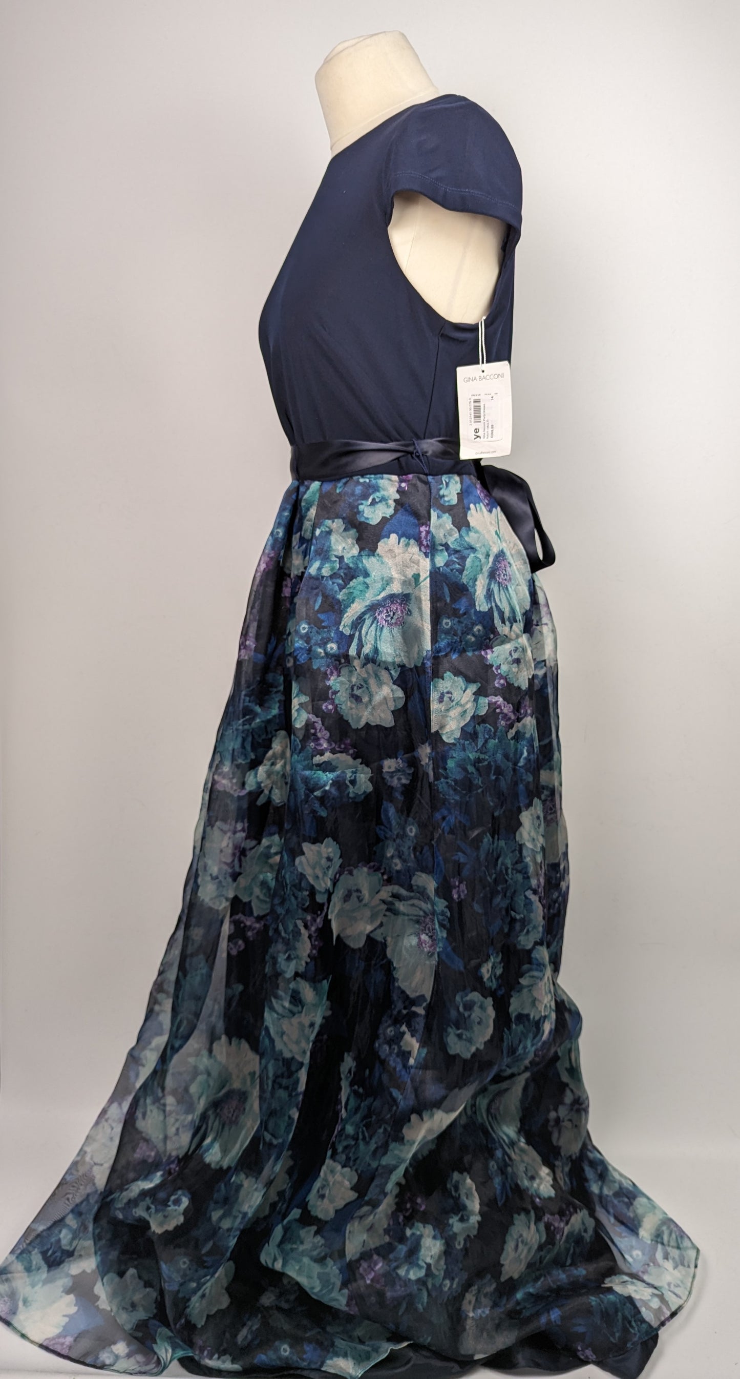 Gina Bacconi Avree Floral Print Maxi Gown - Navy/Blue