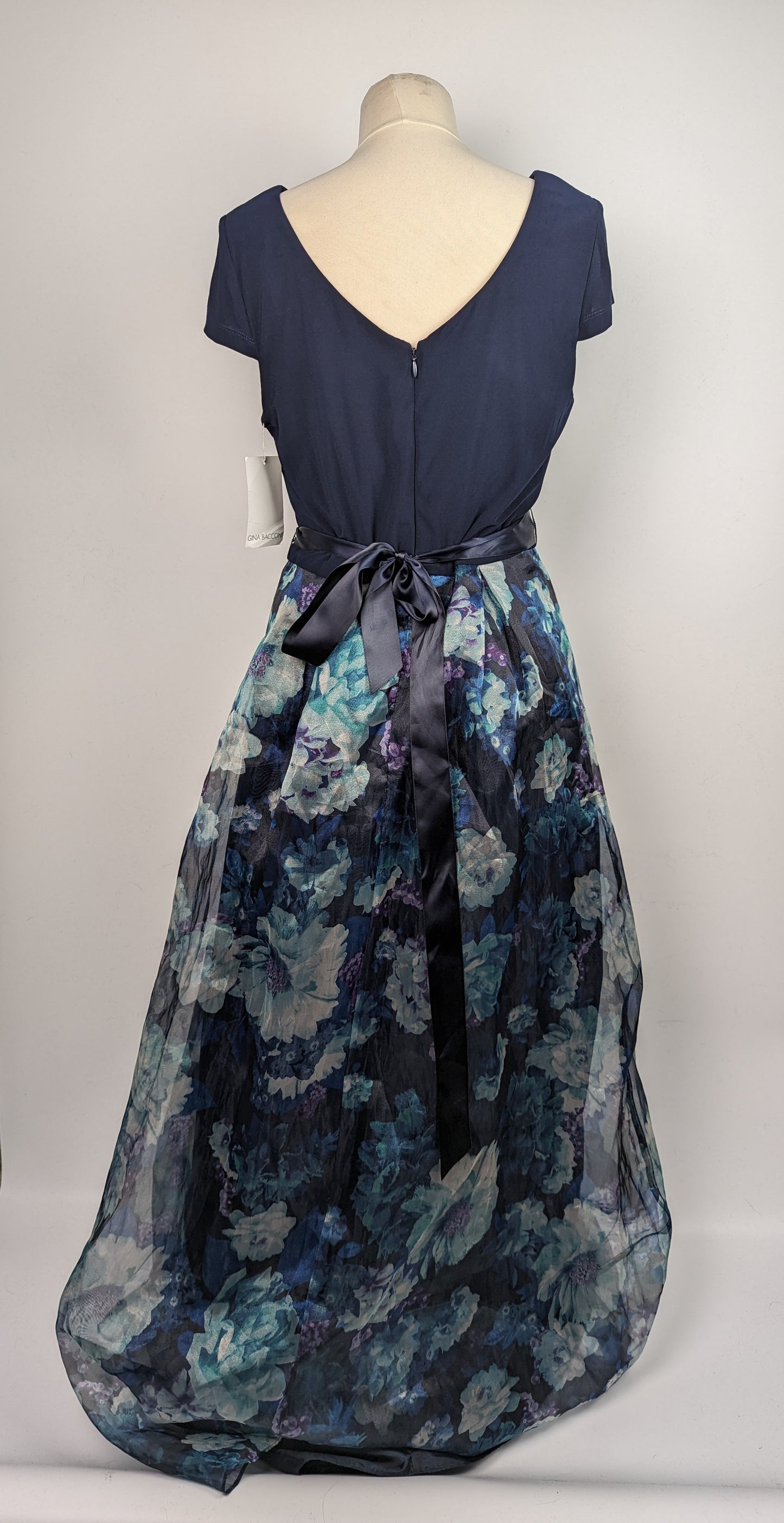 Gina Bacconi Avree Floral Print Maxi Gown - Navy/Blue