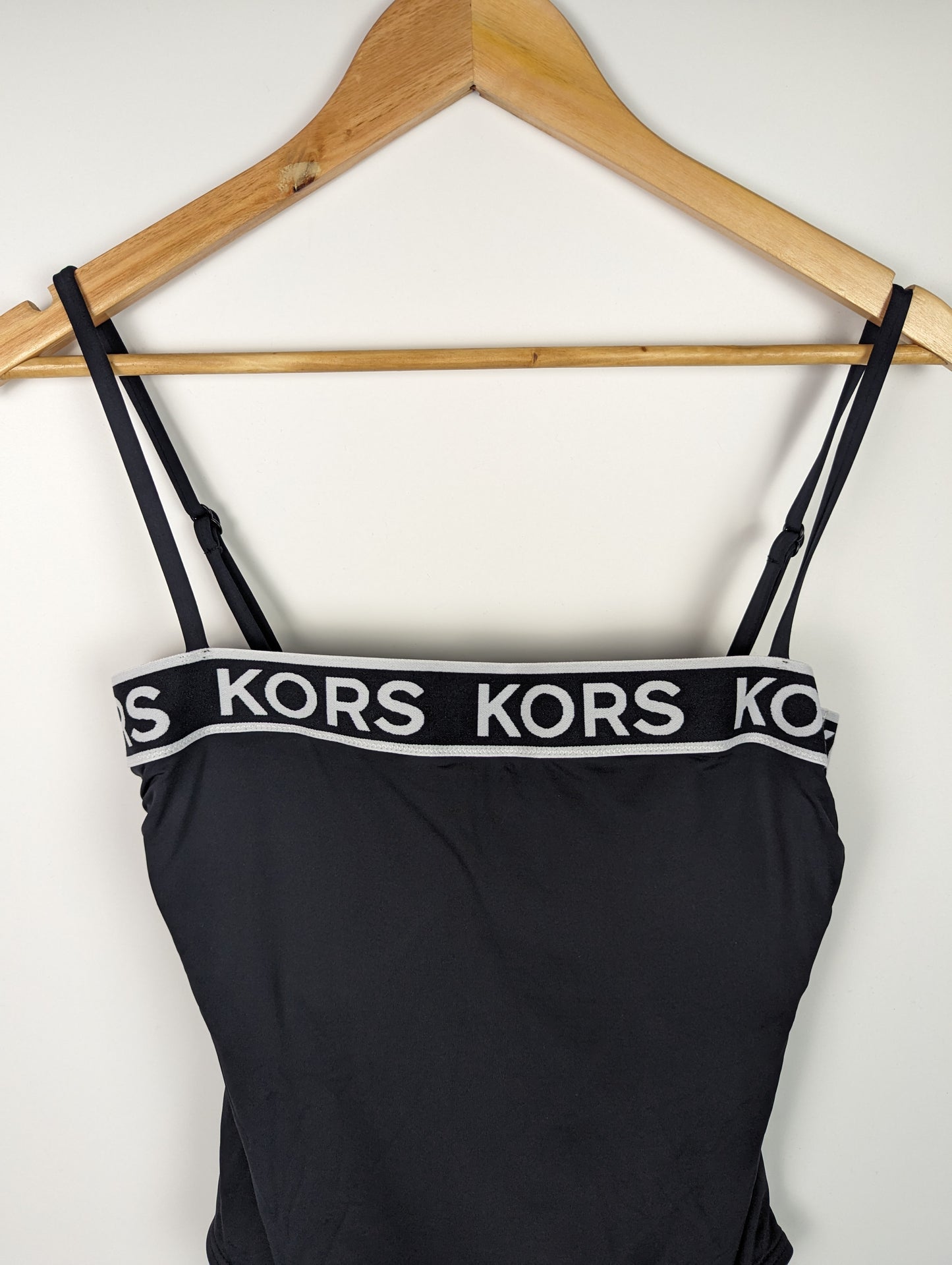 MICHAEL KORS Womens Logo Swimsuit - Black/White