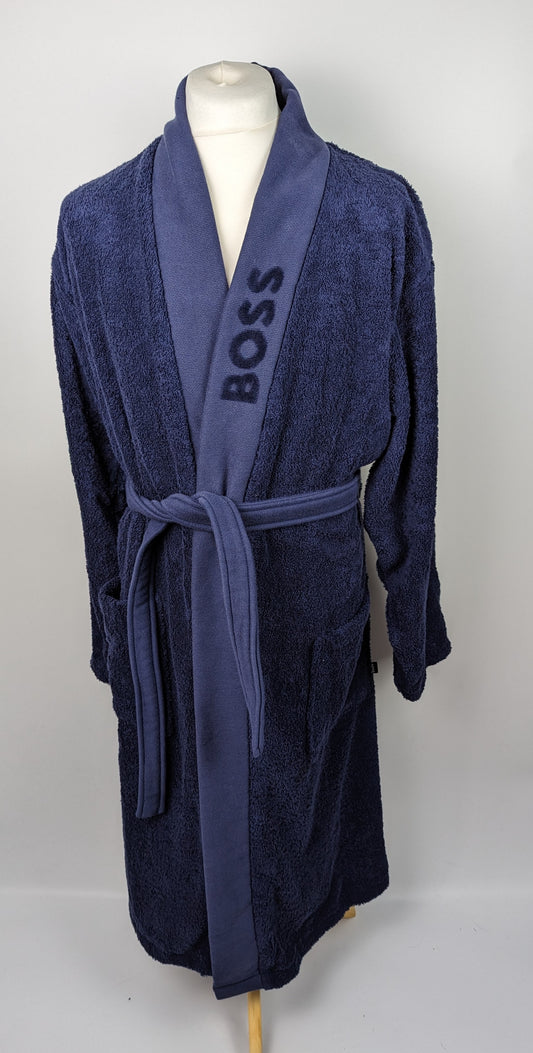 BOSS Plain Kimono Mens Dressing Gown - Blue