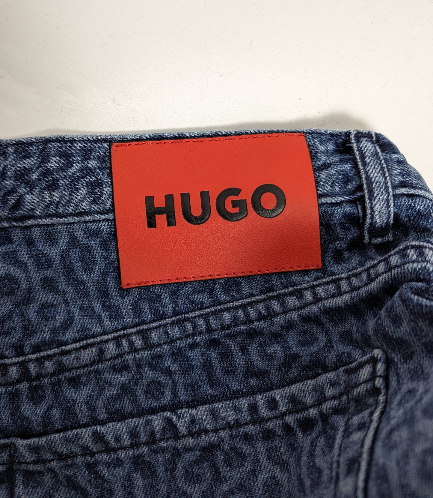 HUGO Mens 634 All Over Logo Print Jeans - Blue