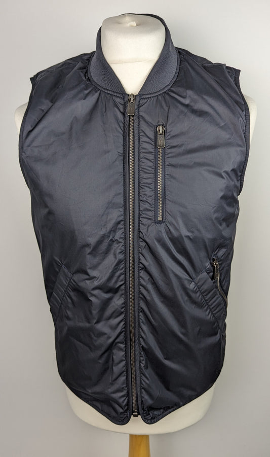 RICHARD JAMES Lightweight Rib Neck Gilet - Navy Blue / Olive