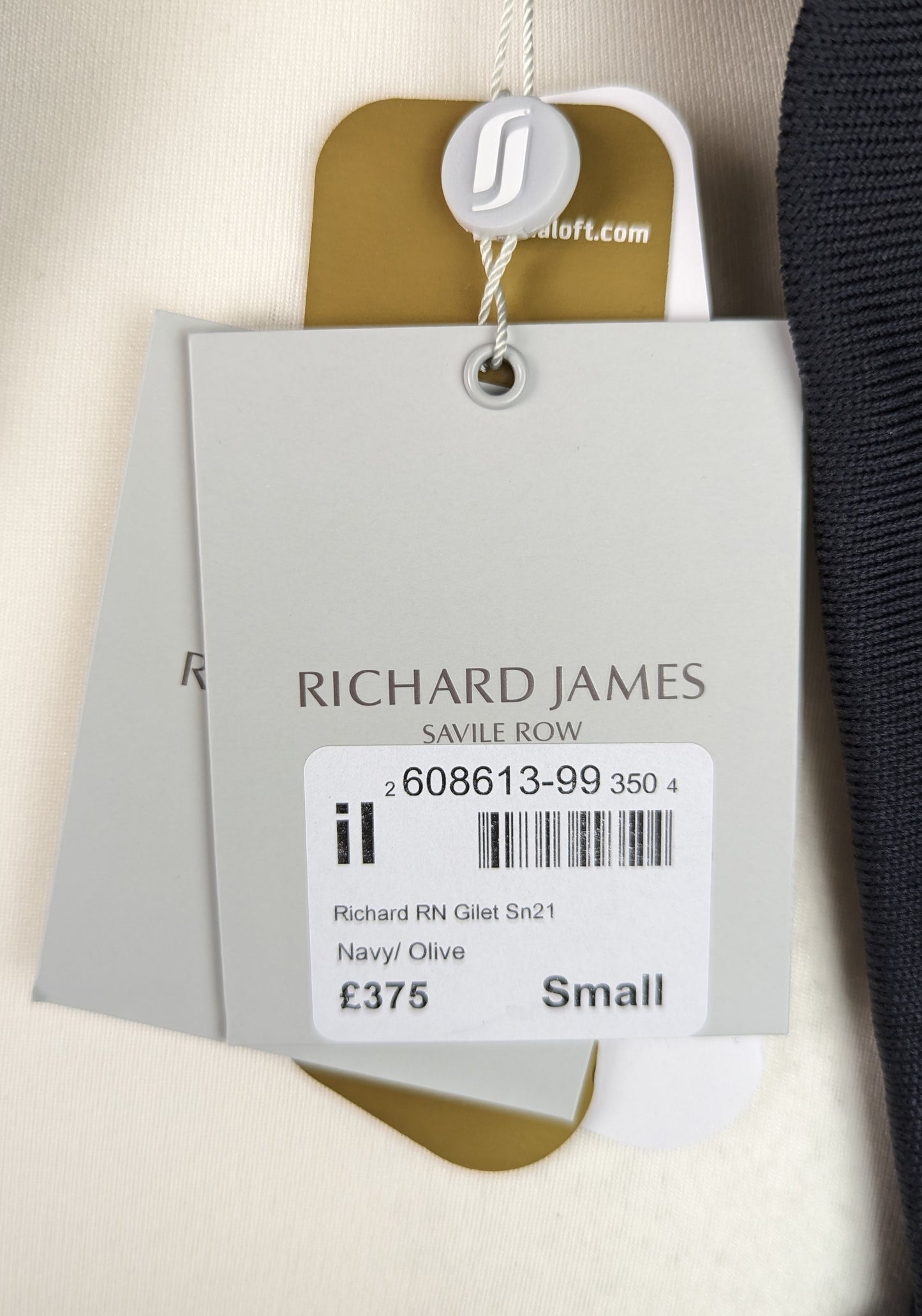 RICHARD JAMES Lightweight Rib Neck Gilet - Navy Blue / Olive