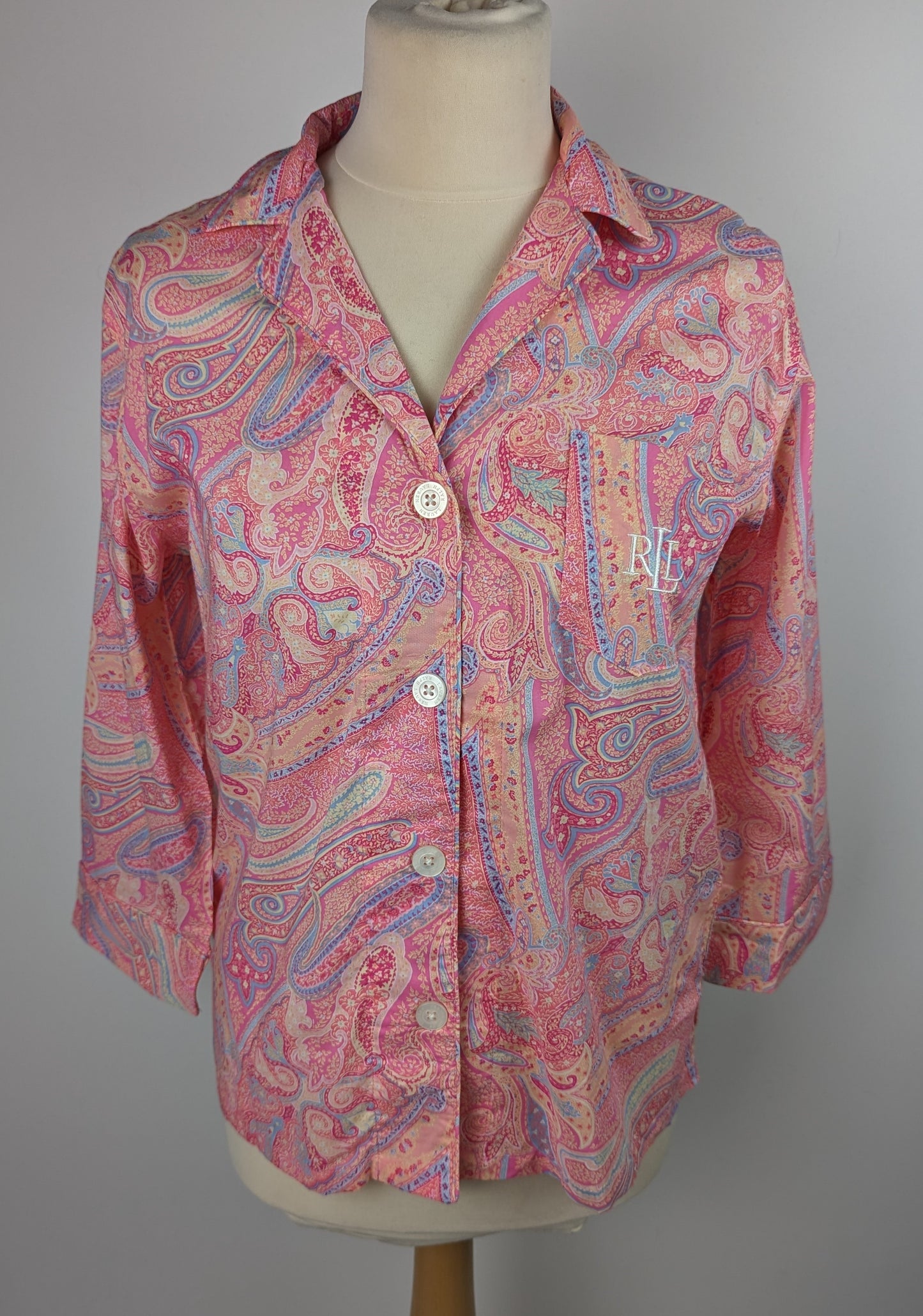 RALPH LAUREN Pyjama Shirt Top - Pink Paisley