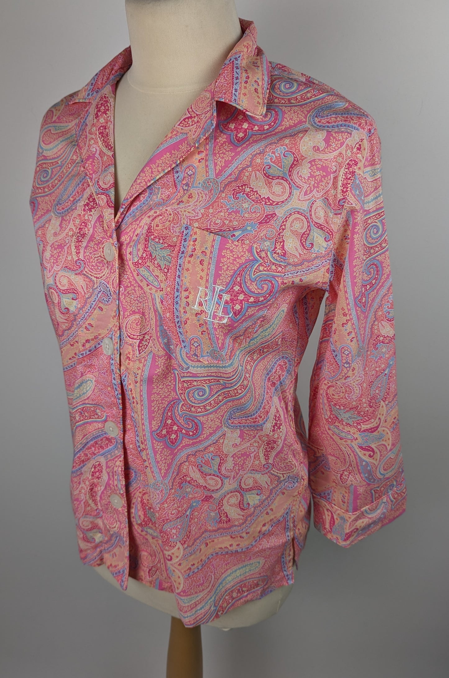 RALPH LAUREN Pyjama Shirt Top - Pink Paisley