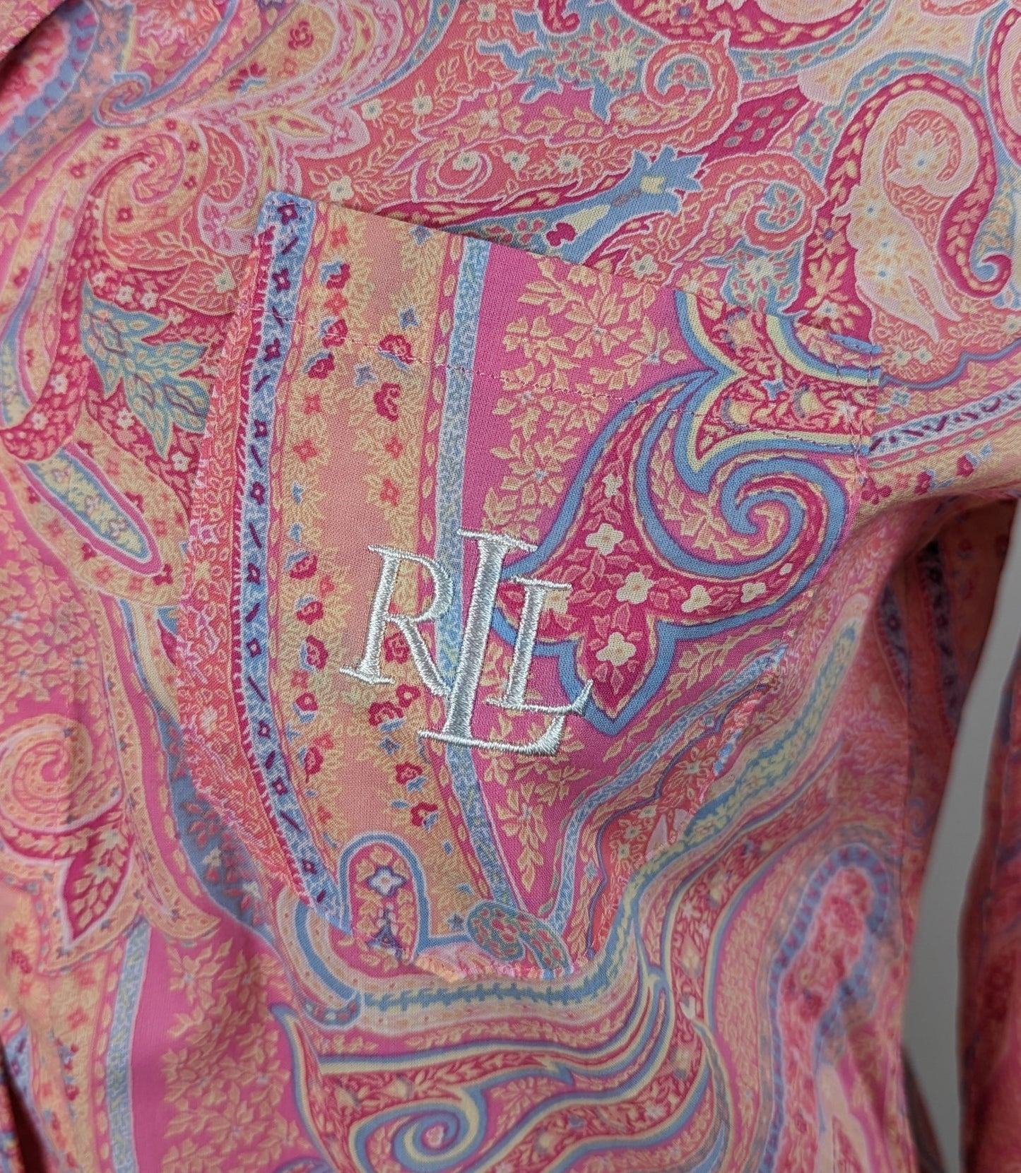 RALPH LAUREN Pyjama Shirt Top - Pink Paisley