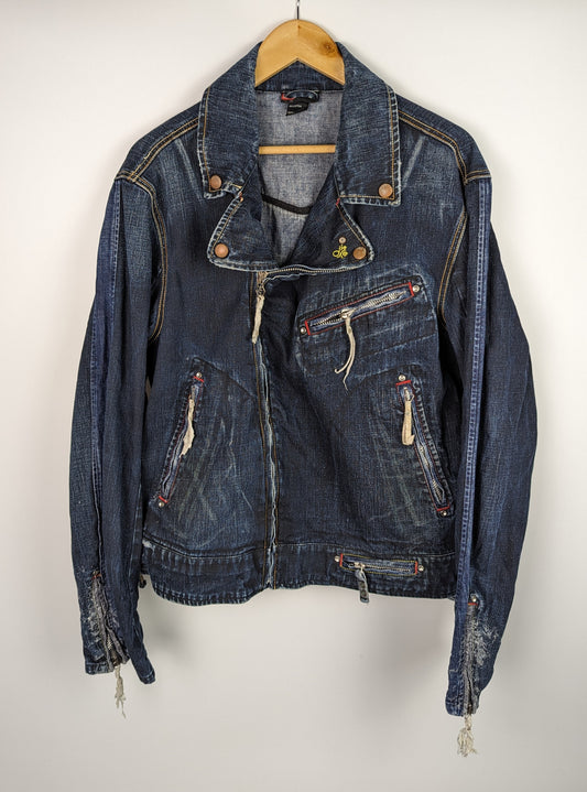 DIESEL Womens Denim Biker Jacket - Blue