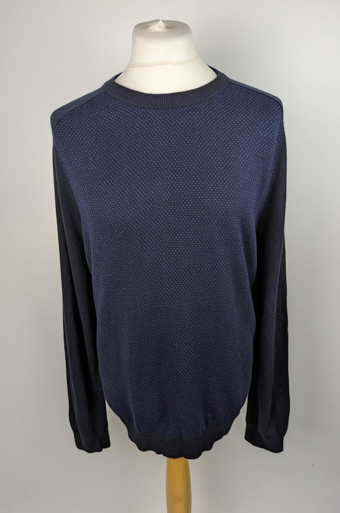 TED BAKER Birdseye Spot Crew Neck Jumper - Blue