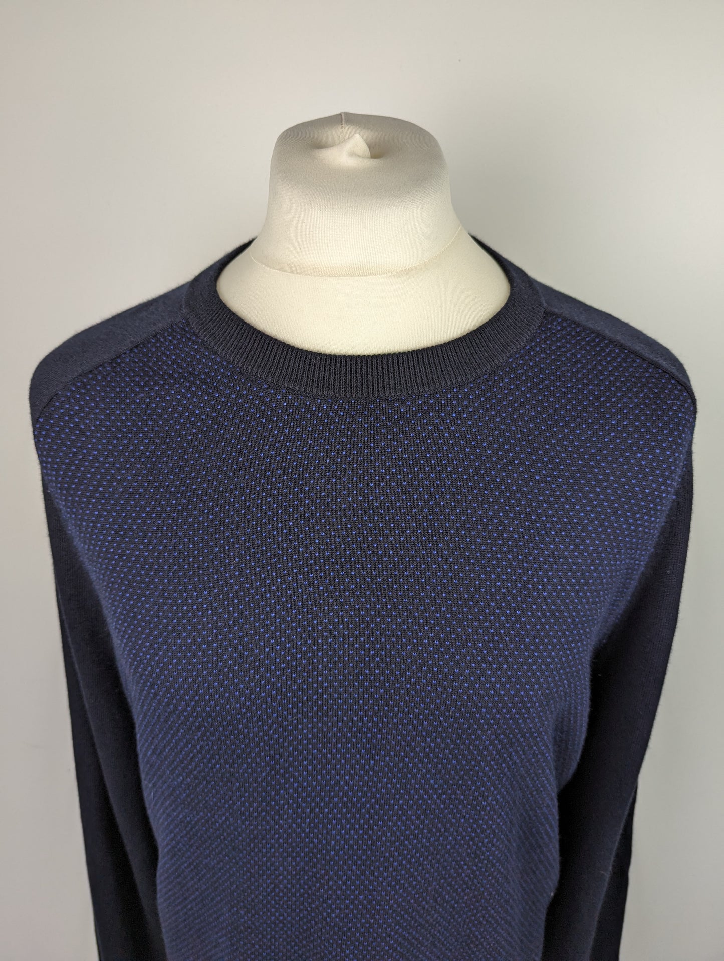 TED BAKER Birdseye Spot Crew Neck Jumper - Blue