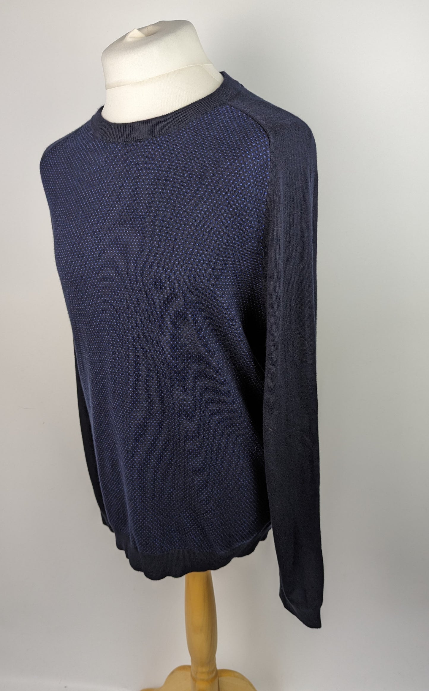 TED BAKER Birdseye Spot Crew Neck Jumper - Blue